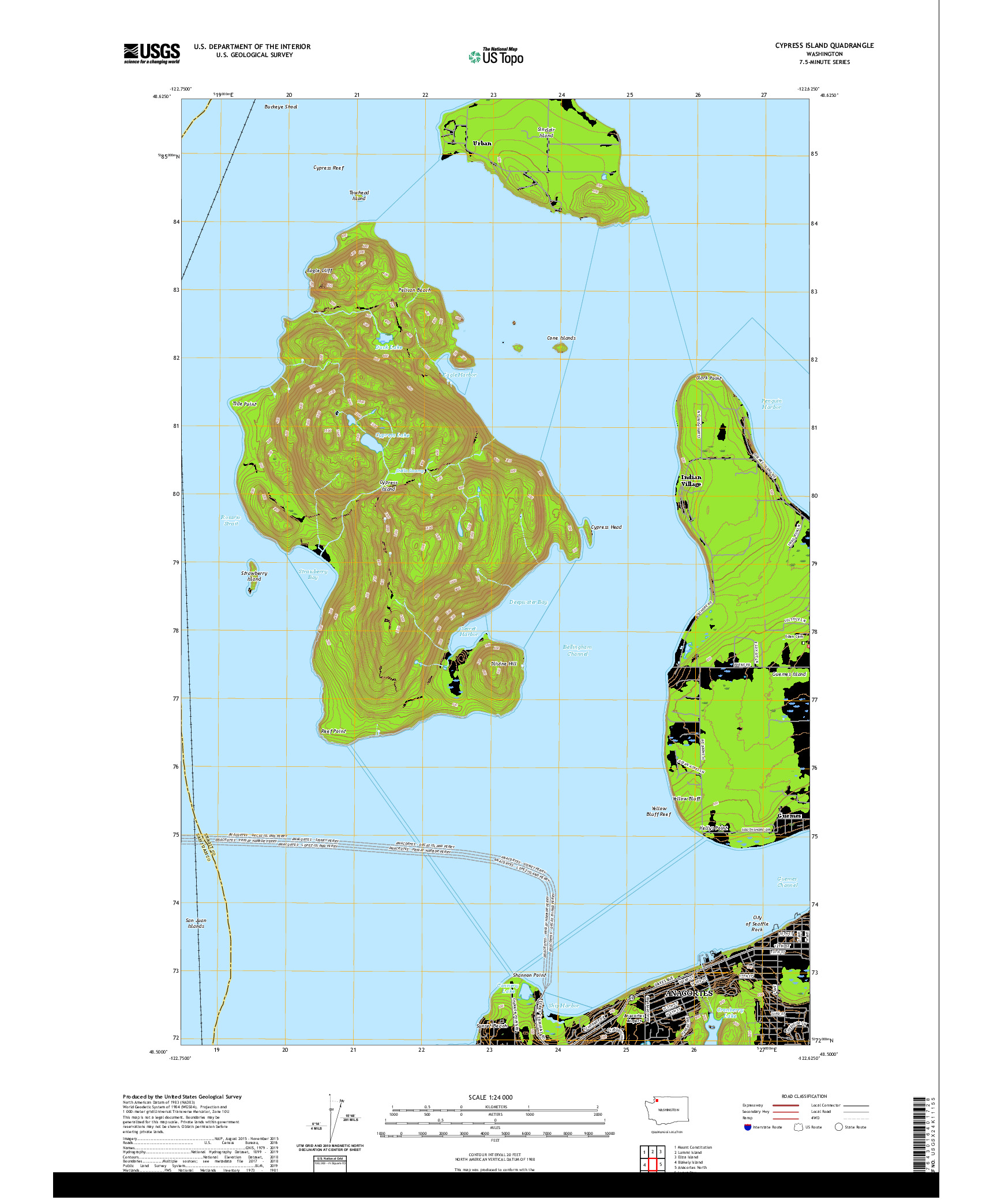 USGS US TOPO 7.5-MINUTE MAP FOR CYPRESS ISLAND, WA 2020