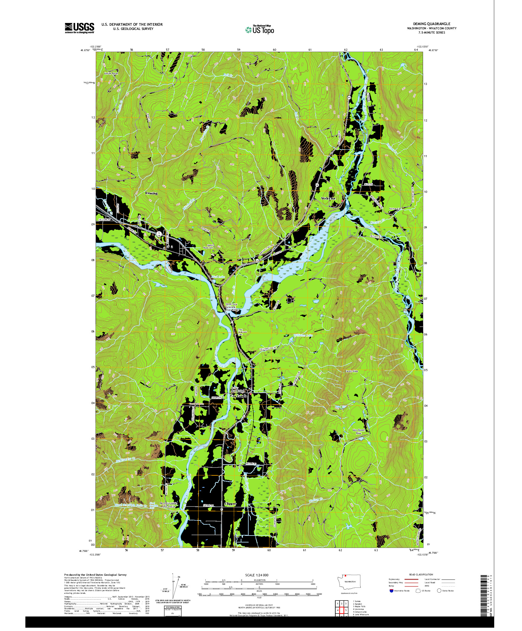 USGS US TOPO 7.5-MINUTE MAP FOR DEMING, WA 2020