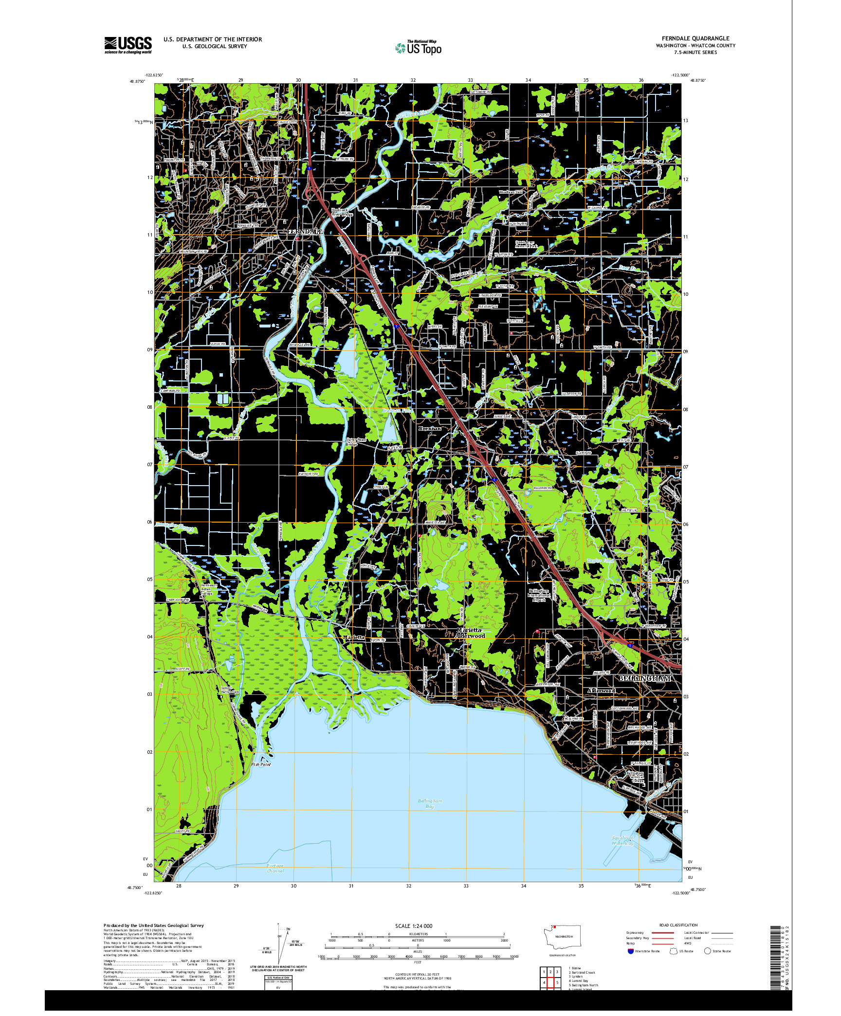 USGS US TOPO 7.5-MINUTE MAP FOR FERNDALE, WA 2020