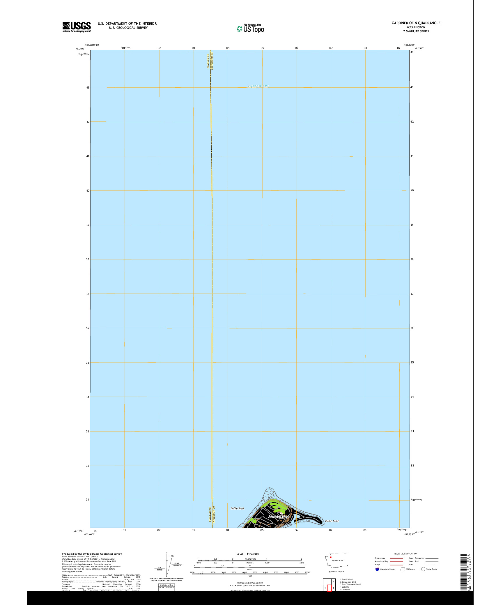 USGS US TOPO 7.5-MINUTE MAP FOR GARDINER OE N, WA 2020