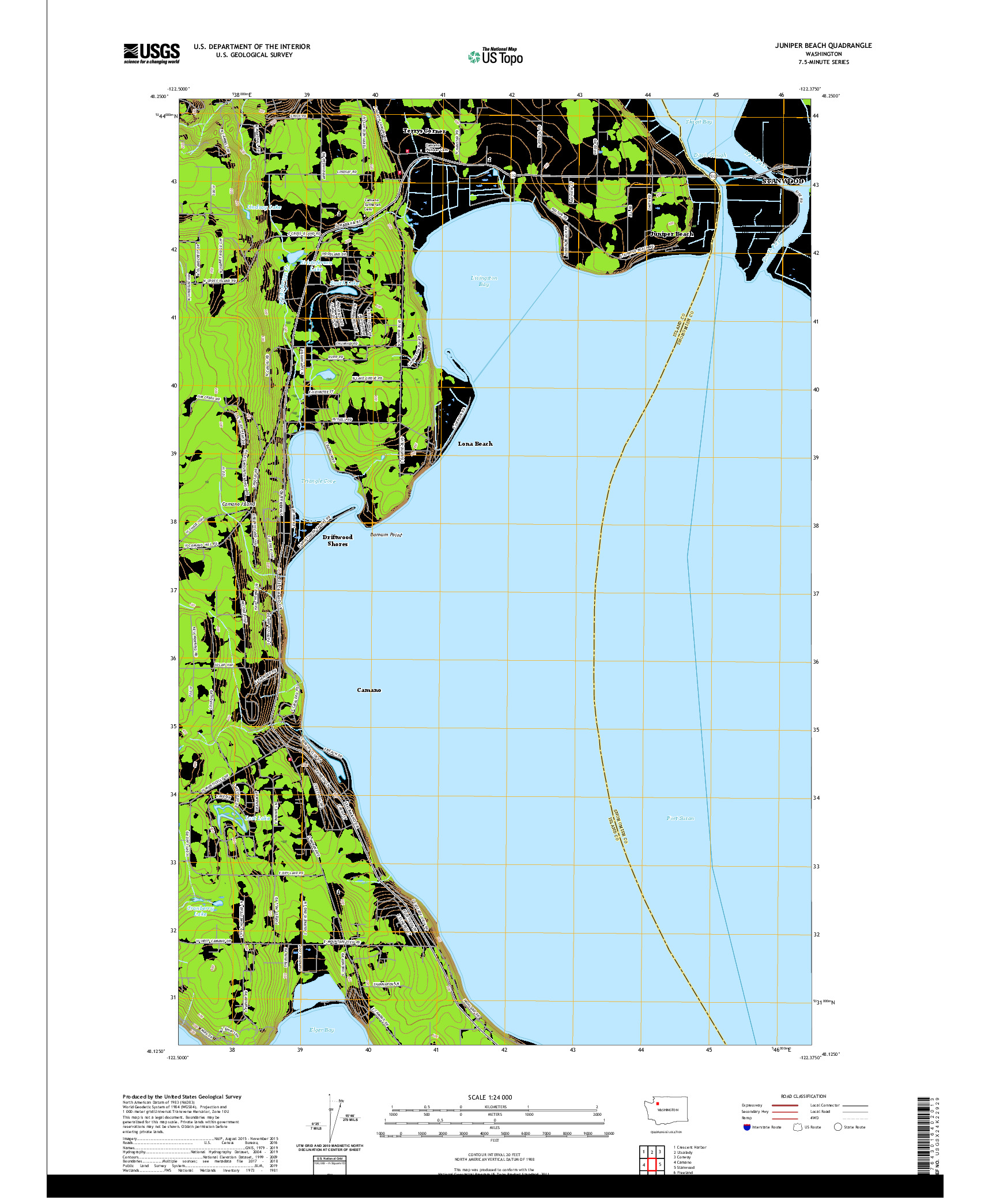 USGS US TOPO 7.5-MINUTE MAP FOR JUNIPER BEACH, WA 2020