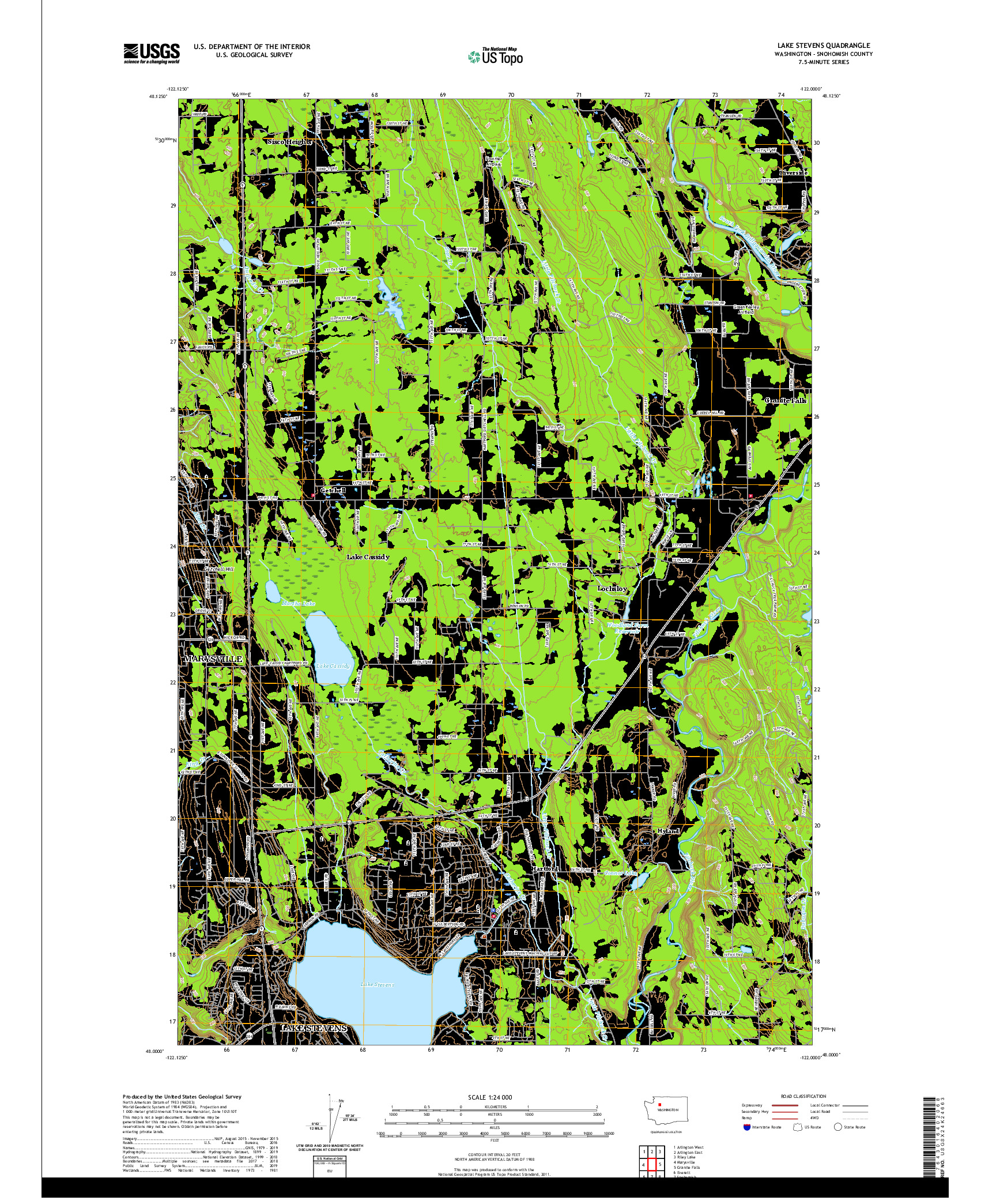 USGS US TOPO 7.5-MINUTE MAP FOR LAKE STEVENS, WA 2020