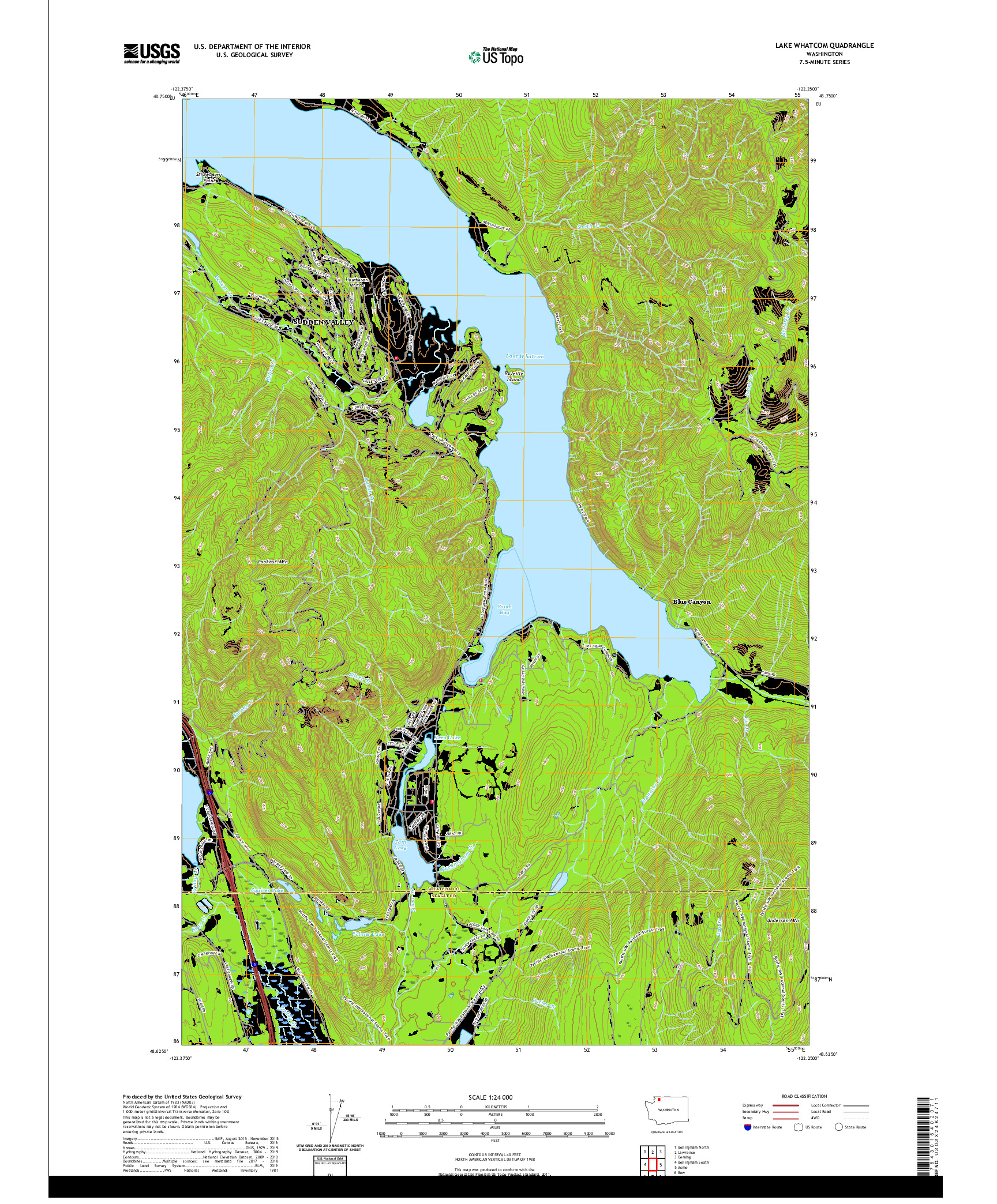 USGS US TOPO 7.5-MINUTE MAP FOR LAKE WHATCOM, WA 2020