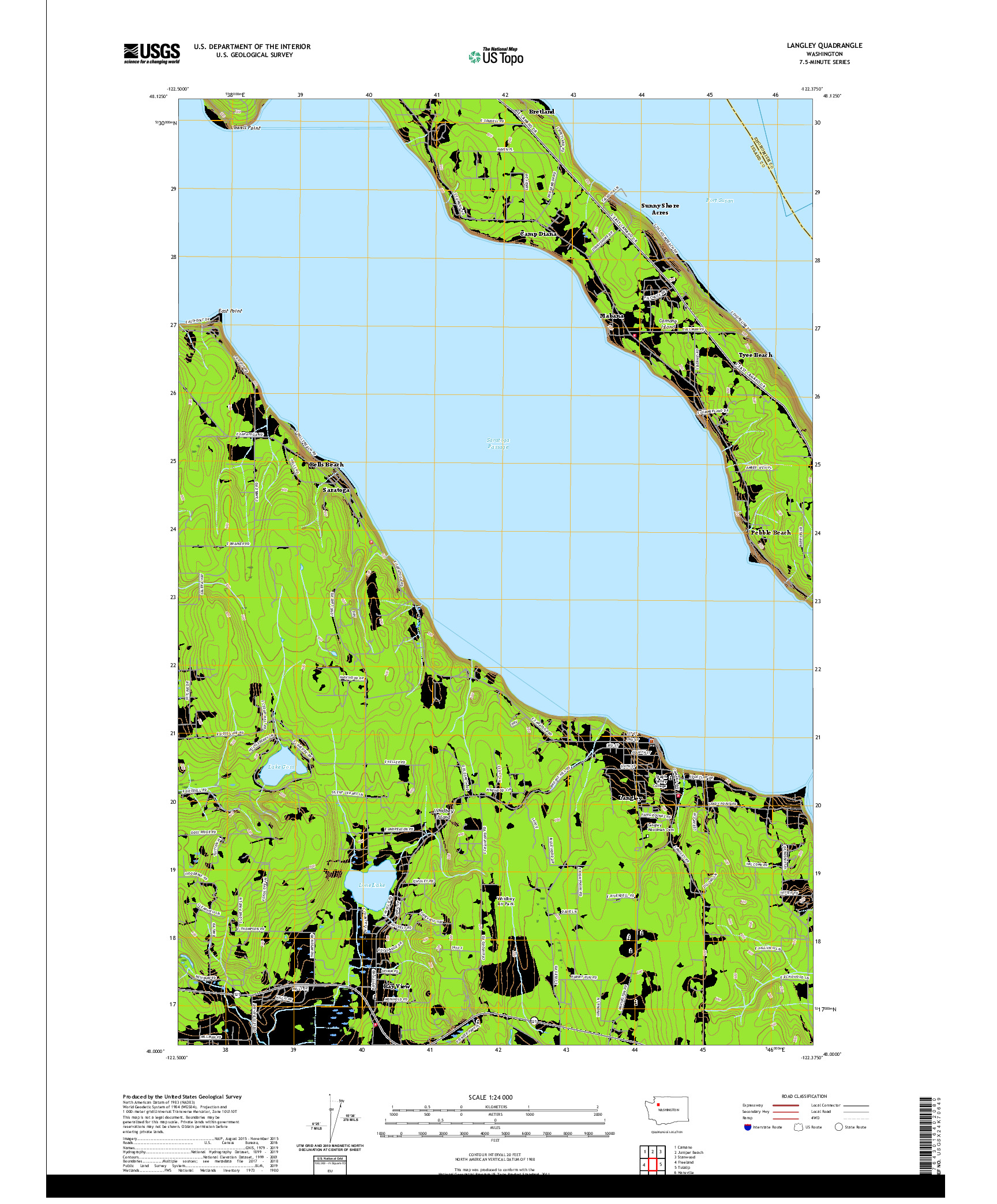 USGS US TOPO 7.5-MINUTE MAP FOR LANGLEY, WA 2020