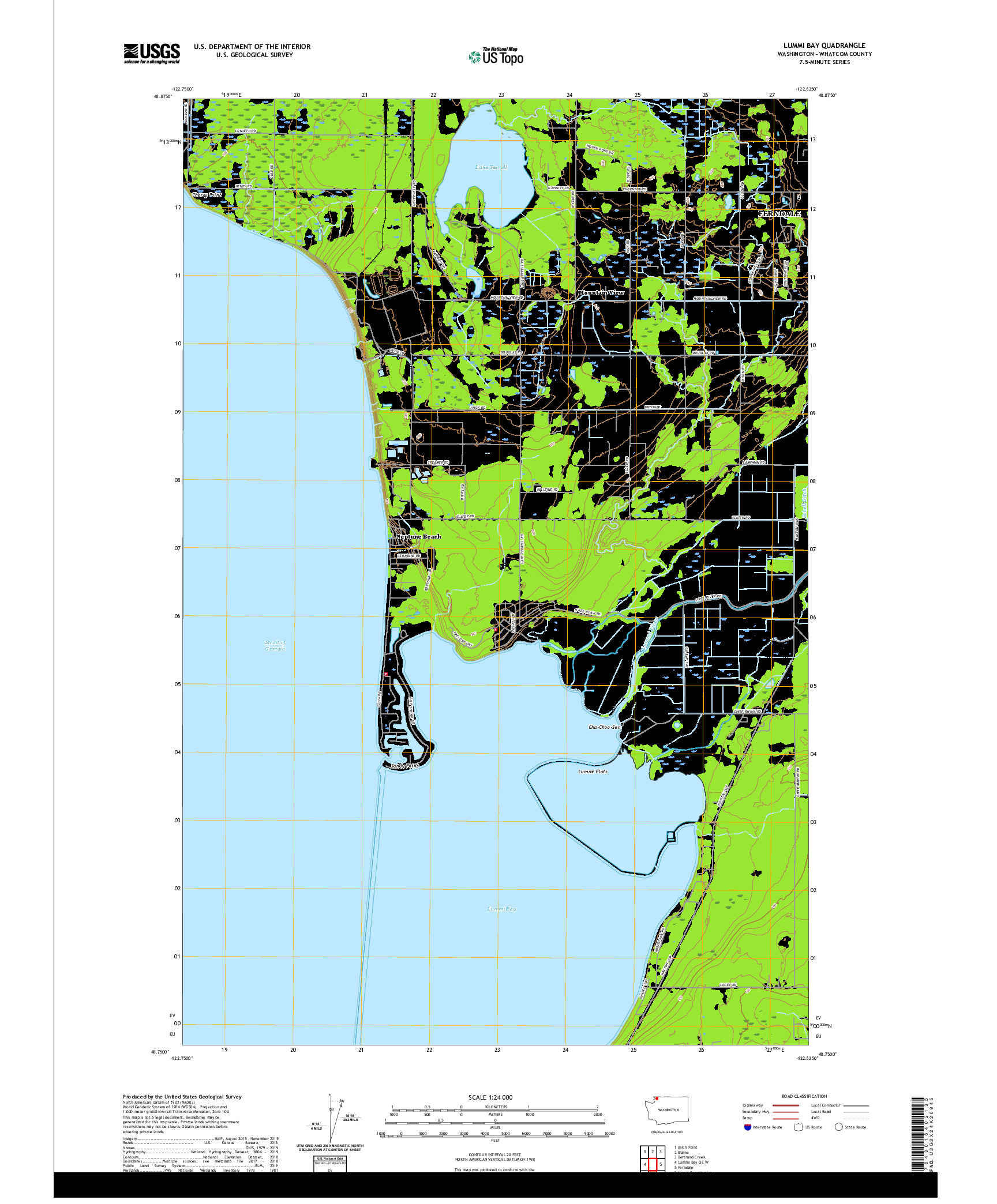 USGS US TOPO 7.5-MINUTE MAP FOR LUMMI BAY, WA 2020