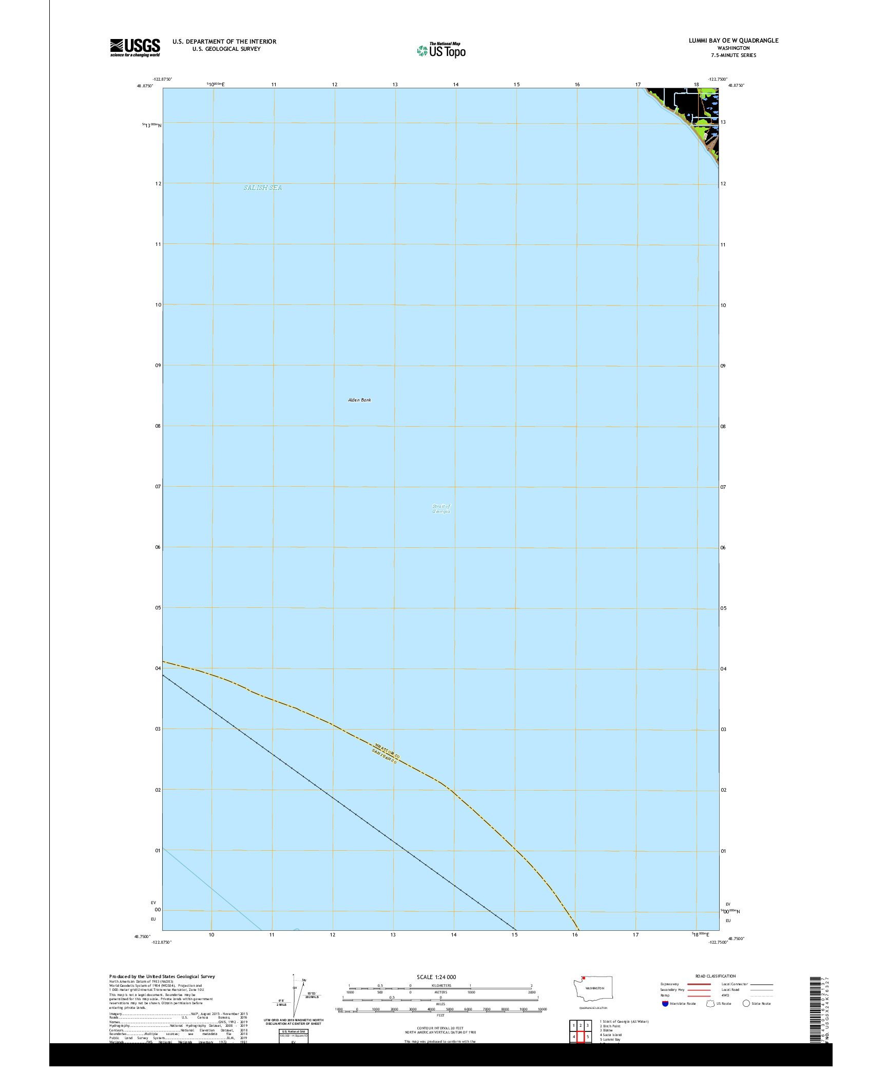 USGS US TOPO 7.5-MINUTE MAP FOR LUMMI BAY OE W, WA 2020