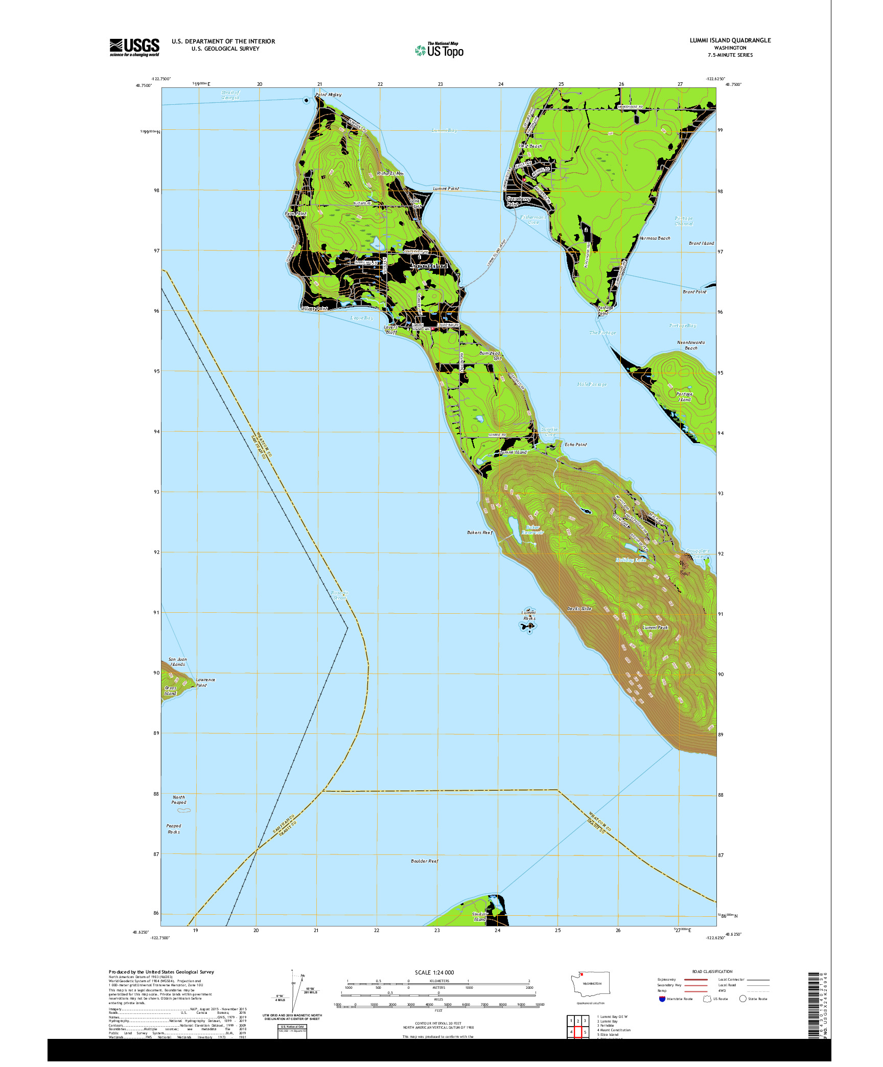 USGS US TOPO 7.5-MINUTE MAP FOR LUMMI ISLAND, WA 2020