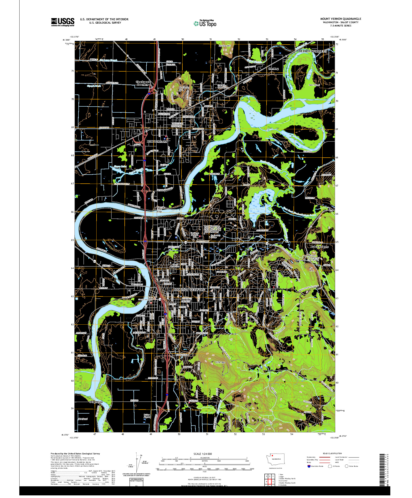 USGS US TOPO 7.5-MINUTE MAP FOR MOUNT VERNON, WA 2020