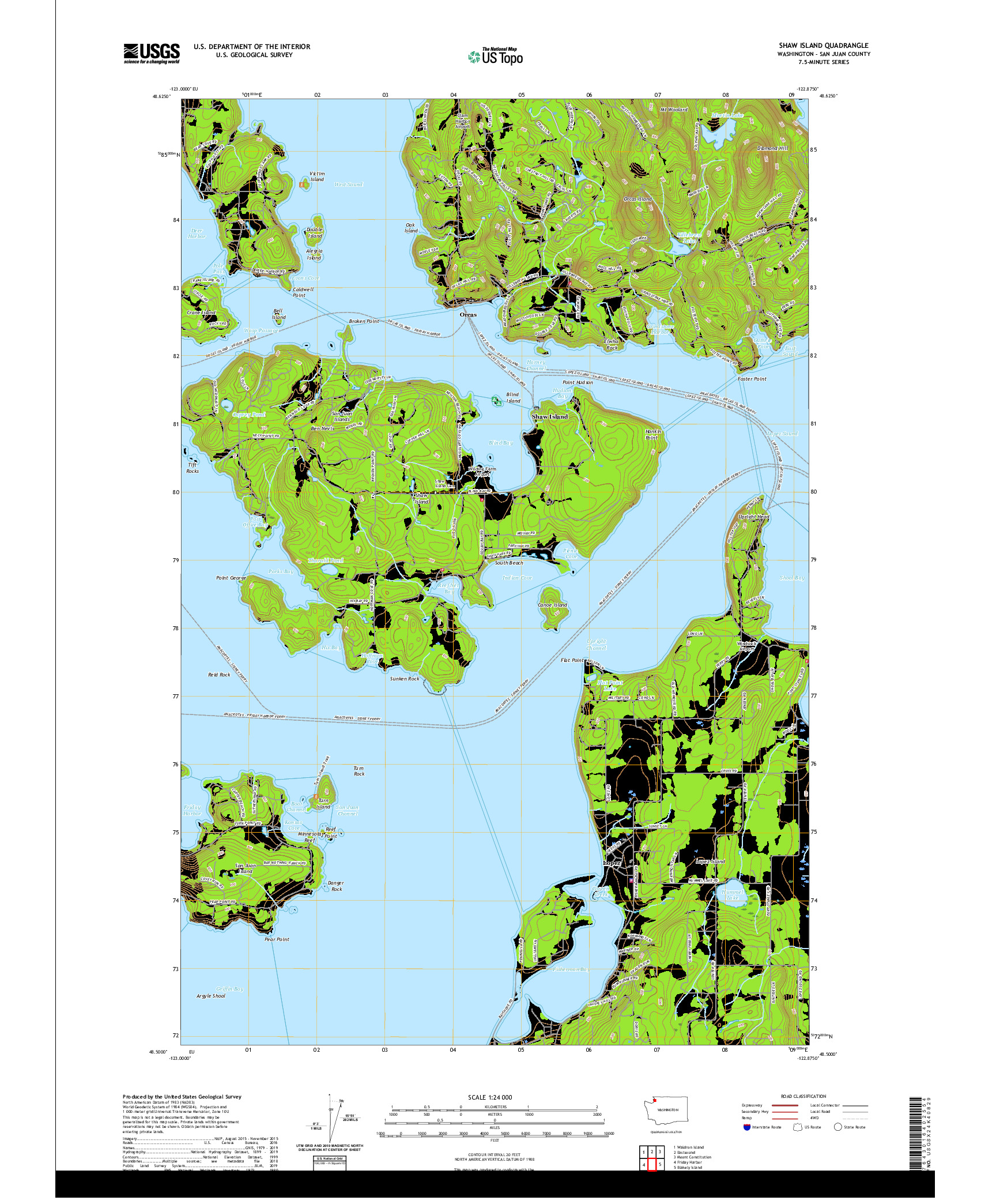 USGS US TOPO 7.5-MINUTE MAP FOR SHAW ISLAND, WA 2020