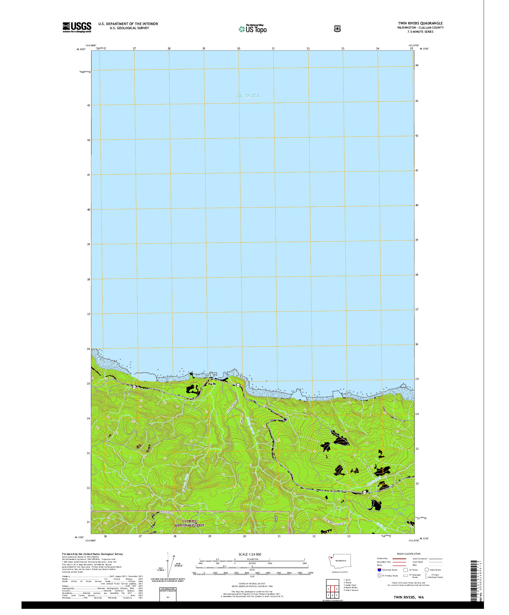 USGS US TOPO 7.5-MINUTE MAP FOR TWIN RIVERS, WA 2020