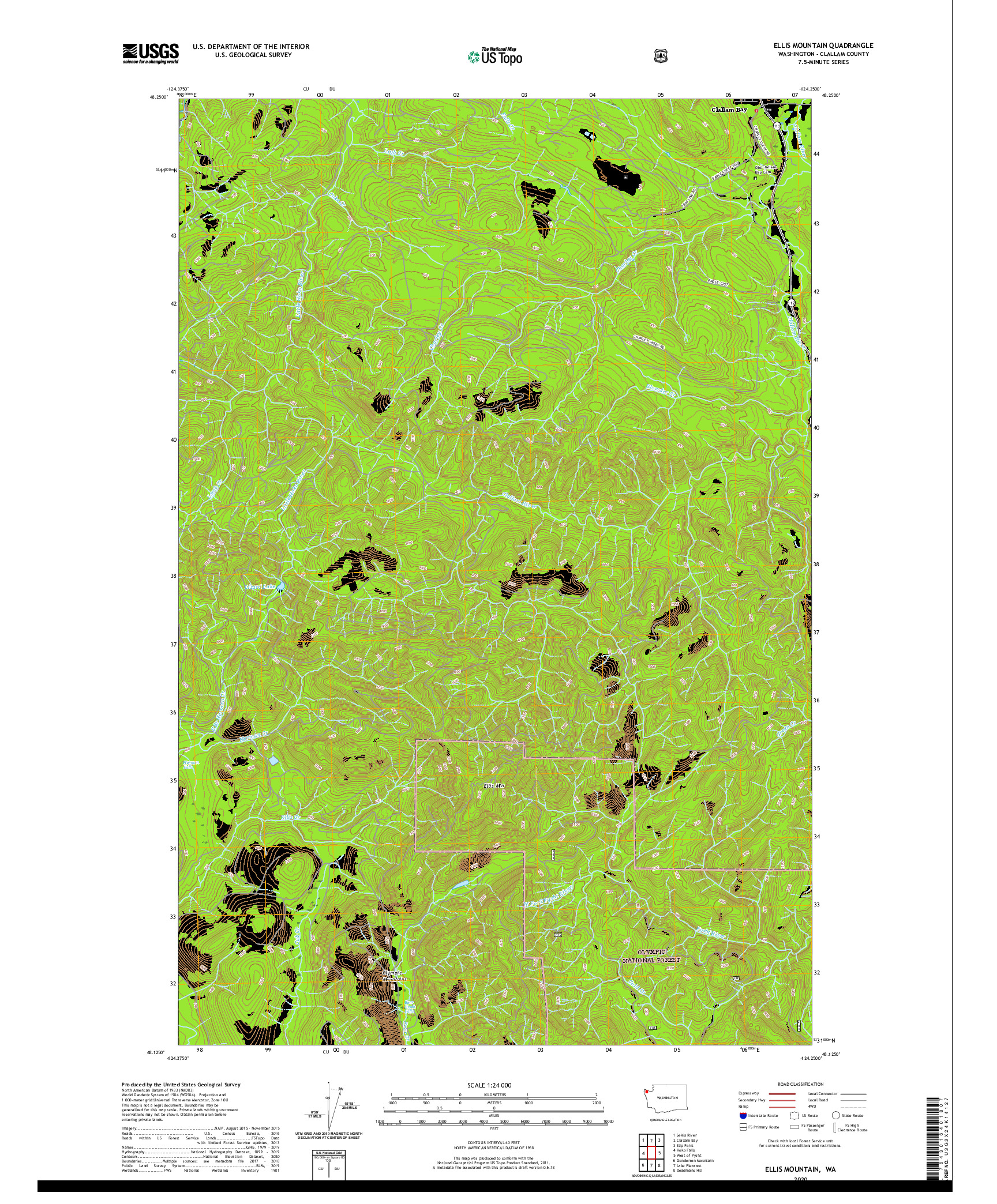 USGS US TOPO 7.5-MINUTE MAP FOR ELLIS MOUNTAIN, WA 2020