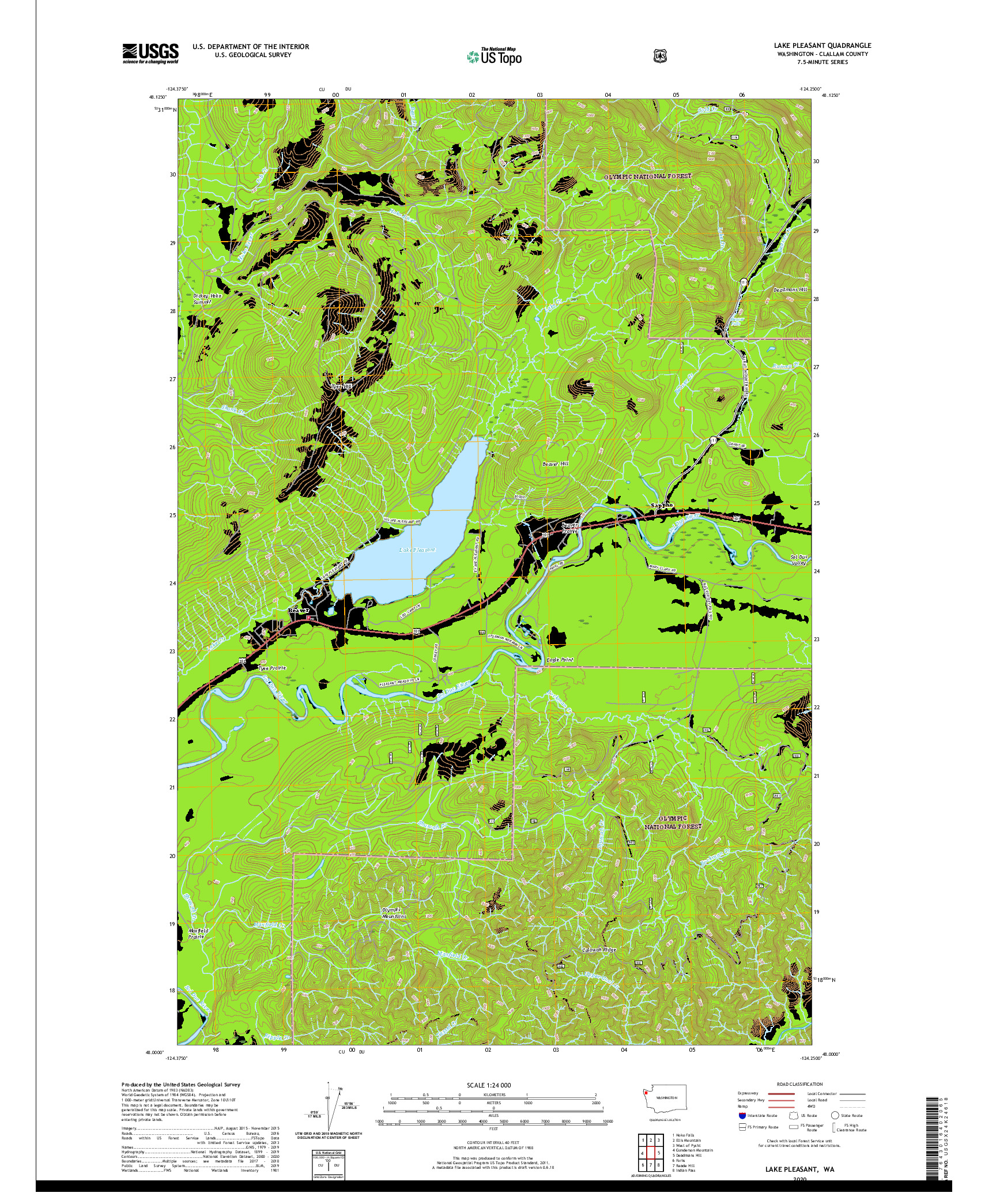 USGS US TOPO 7.5-MINUTE MAP FOR LAKE PLEASANT, WA 2020
