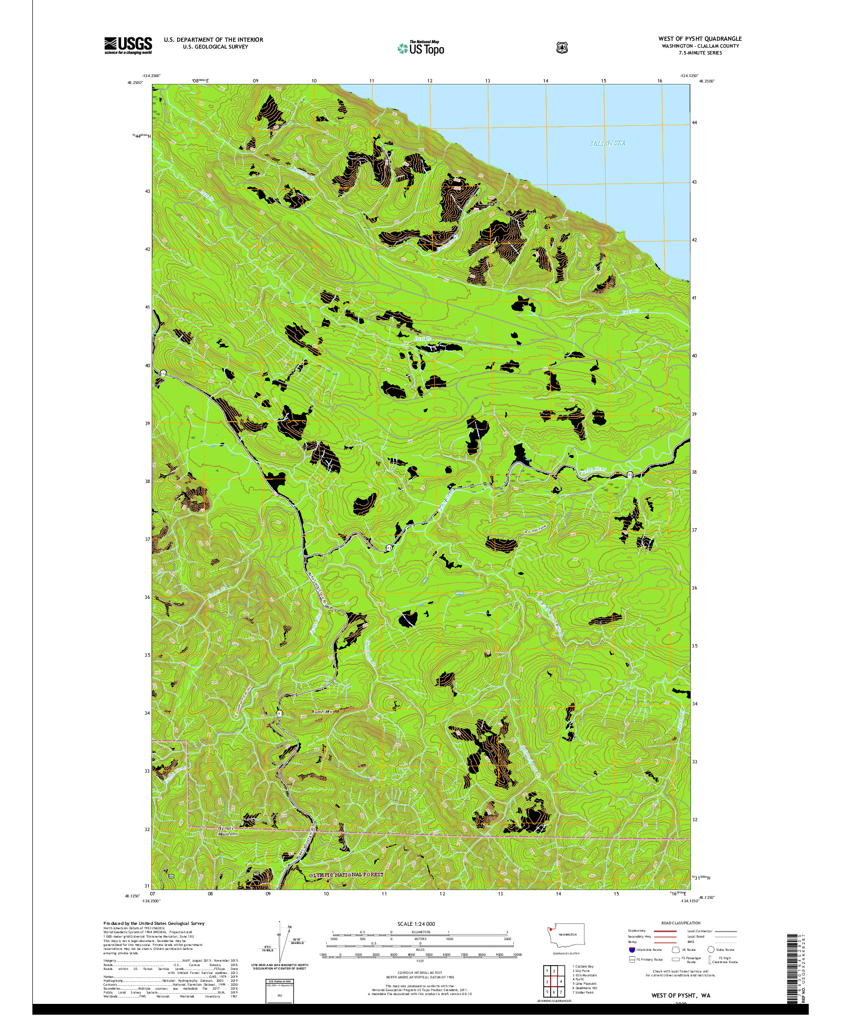 USGS US TOPO 7.5-MINUTE MAP FOR WEST OF PYSHT, WA 2020