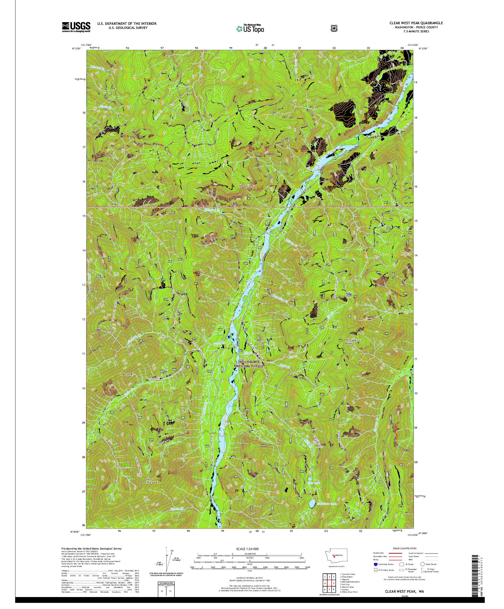 USGS US TOPO 7.5-MINUTE MAP FOR CLEAR WEST PEAK, WA 2020