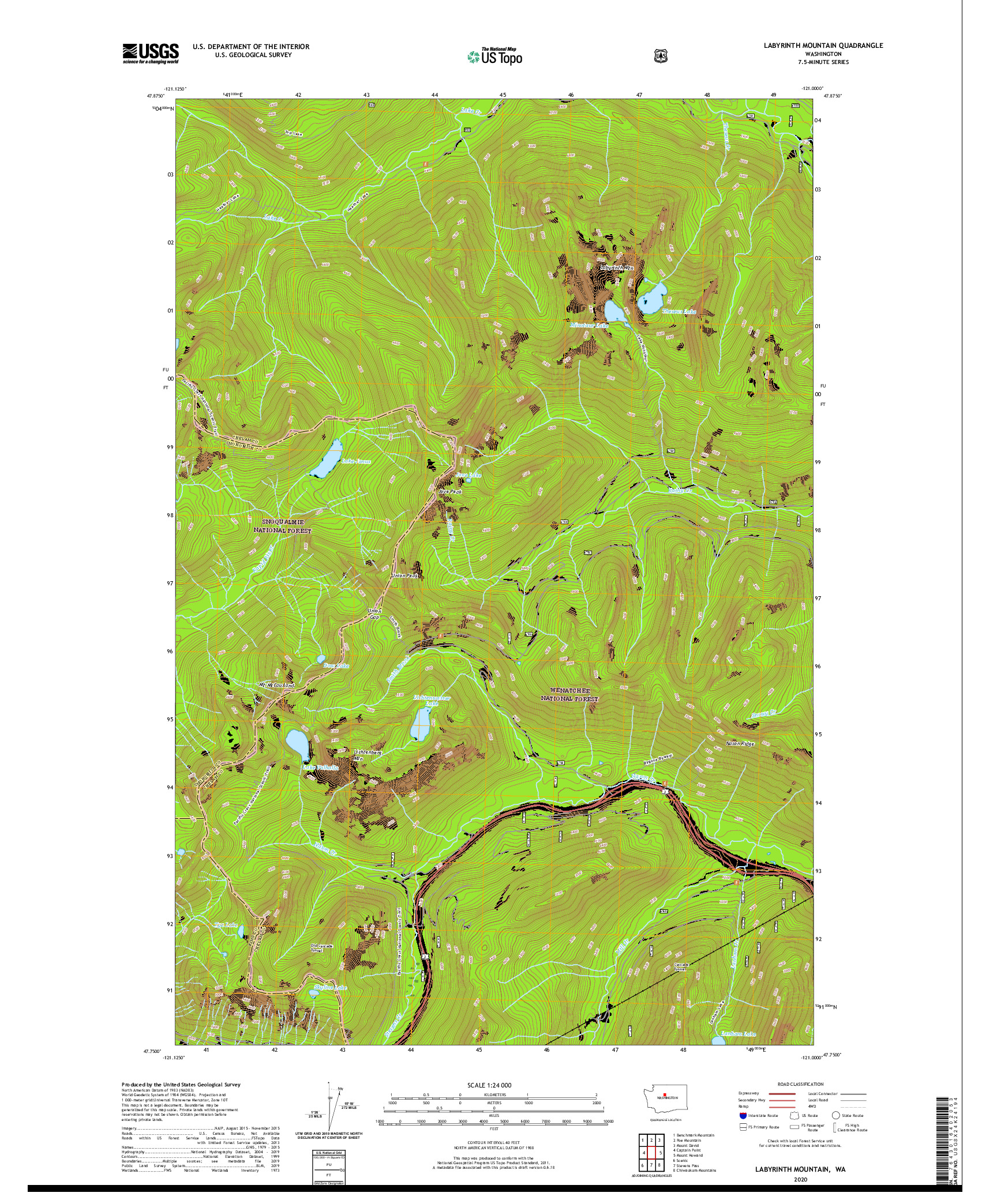 USGS US TOPO 7.5-MINUTE MAP FOR LABYRINTH MOUNTAIN, WA 2020