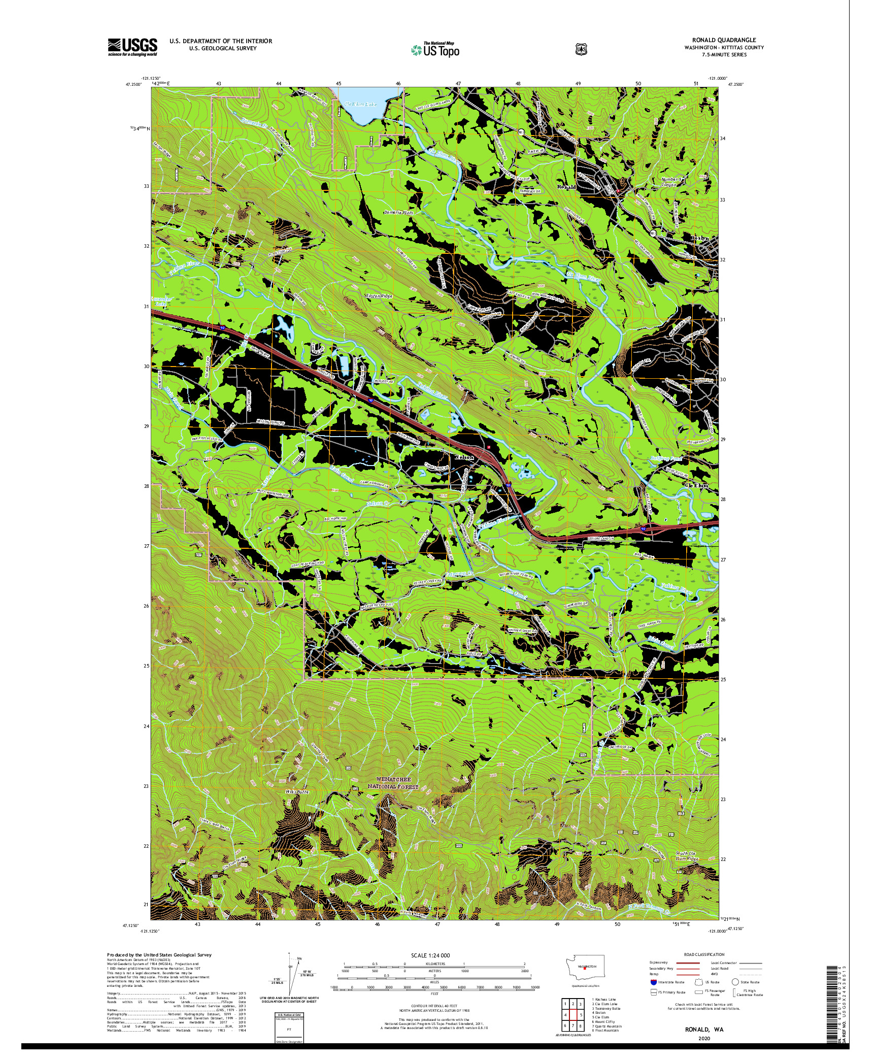 USGS US TOPO 7.5-MINUTE MAP FOR RONALD, WA 2020