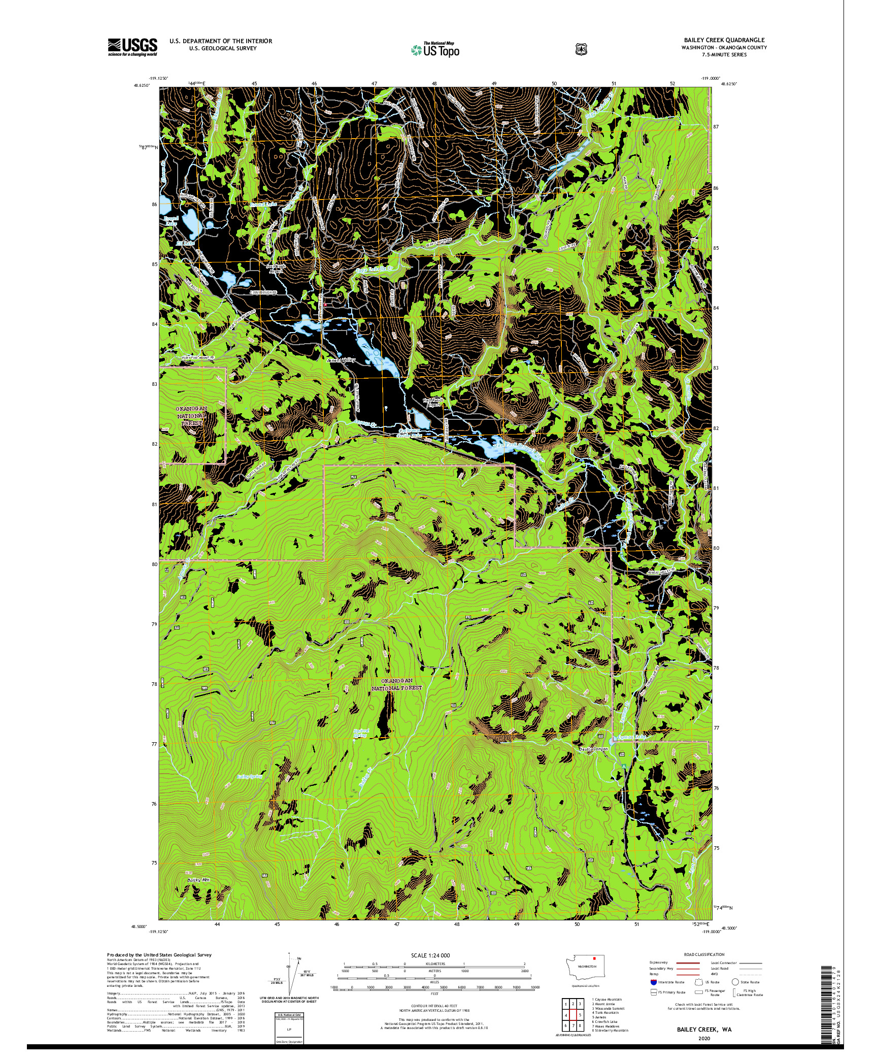 USGS US TOPO 7.5-MINUTE MAP FOR BAILEY CREEK, WA 2020