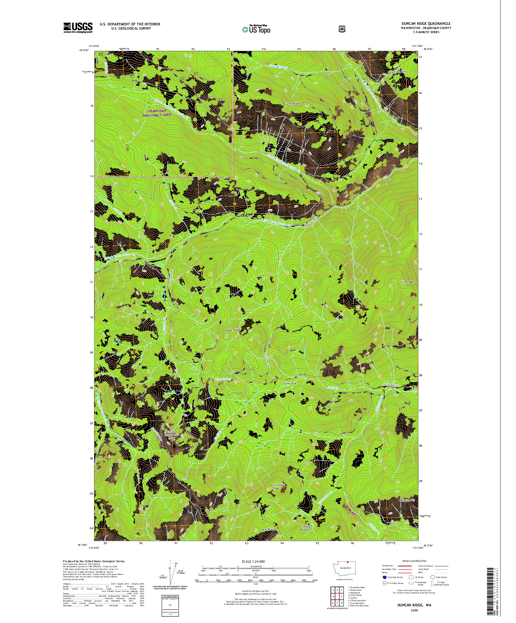 USGS US TOPO 7.5-MINUTE MAP FOR DUNCAN RIDGE, WA 2020