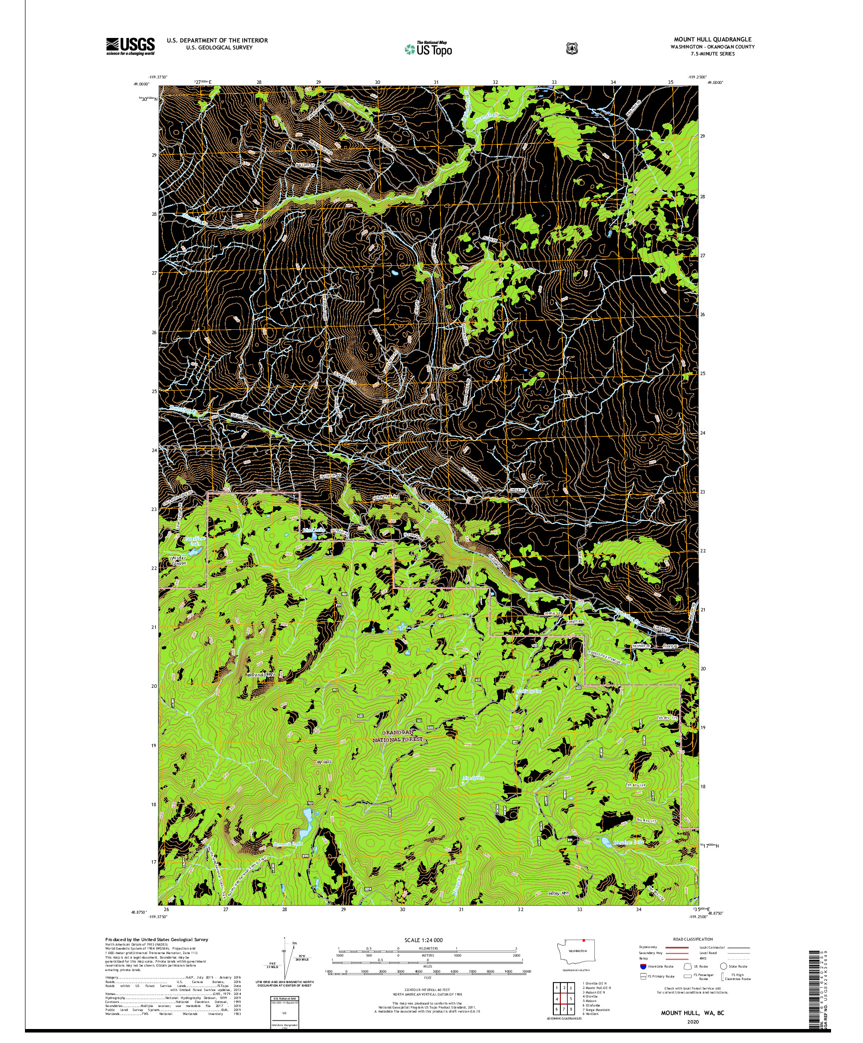 USGS US TOPO 7.5-MINUTE MAP FOR MOUNT HULL, WA,BC 2020