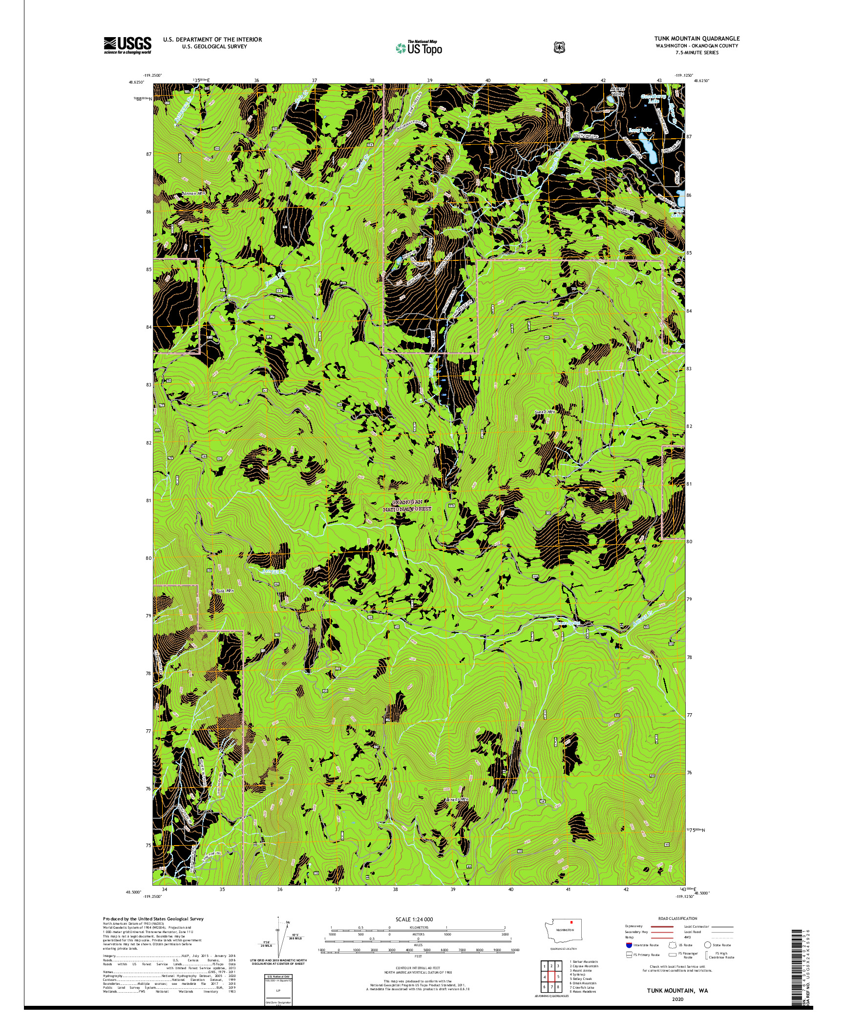 USGS US TOPO 7.5-MINUTE MAP FOR TUNK MOUNTAIN, WA 2020