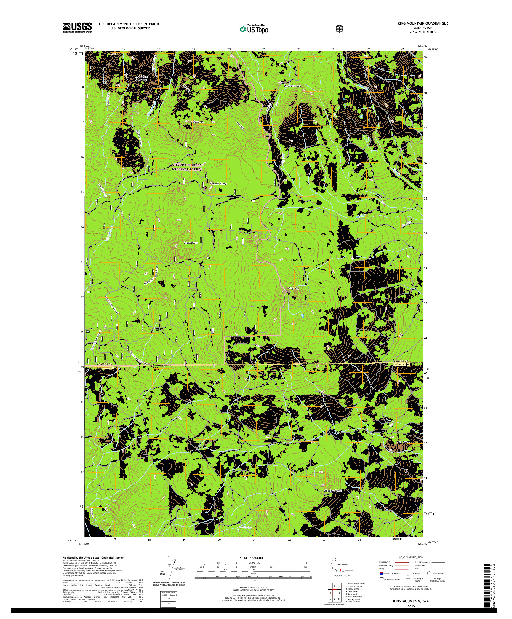USGS US TOPO 7.5-MINUTE MAP FOR KING MOUNTAIN, WA 2020