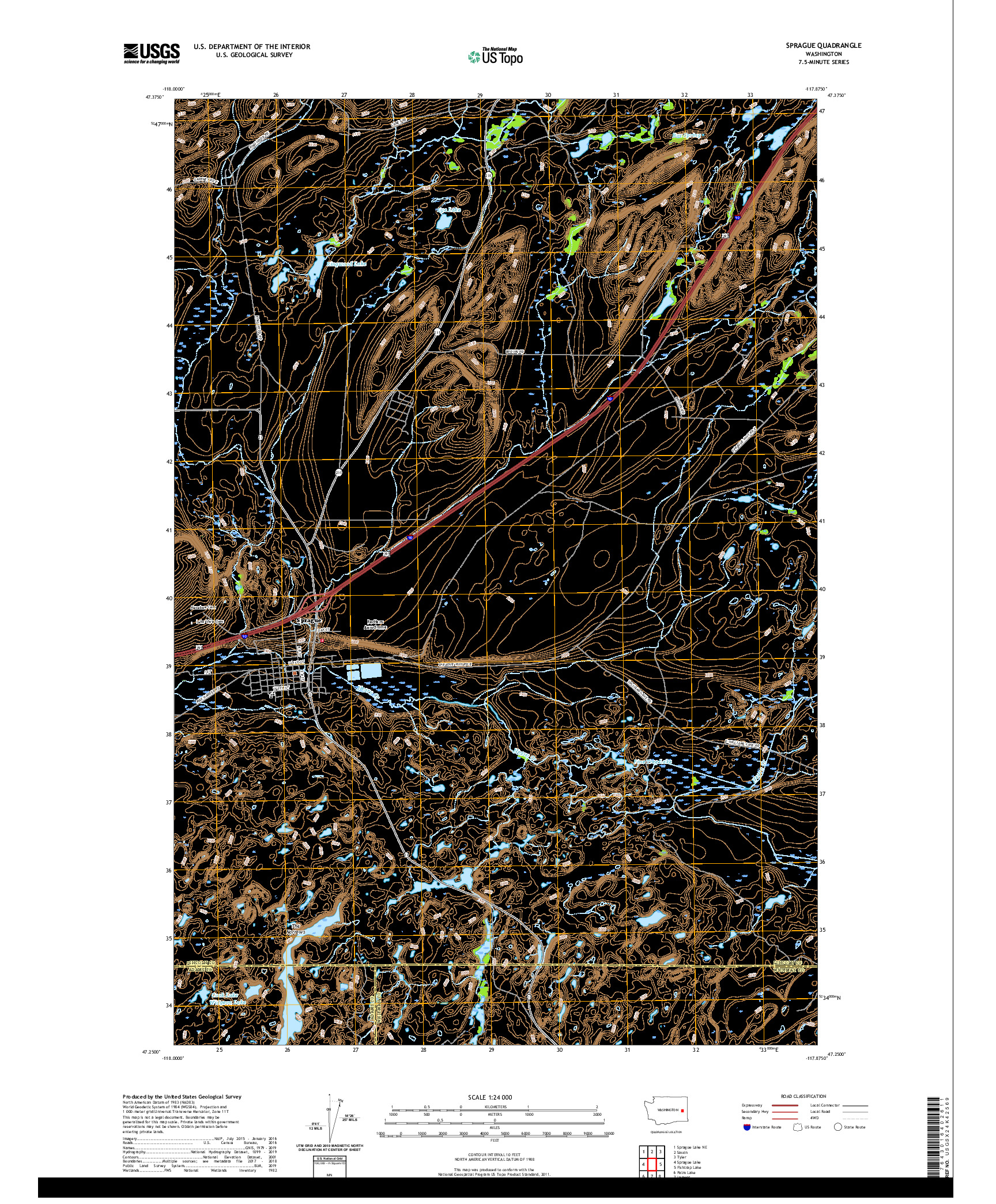 USGS US TOPO 7.5-MINUTE MAP FOR SPRAGUE, WA 2020