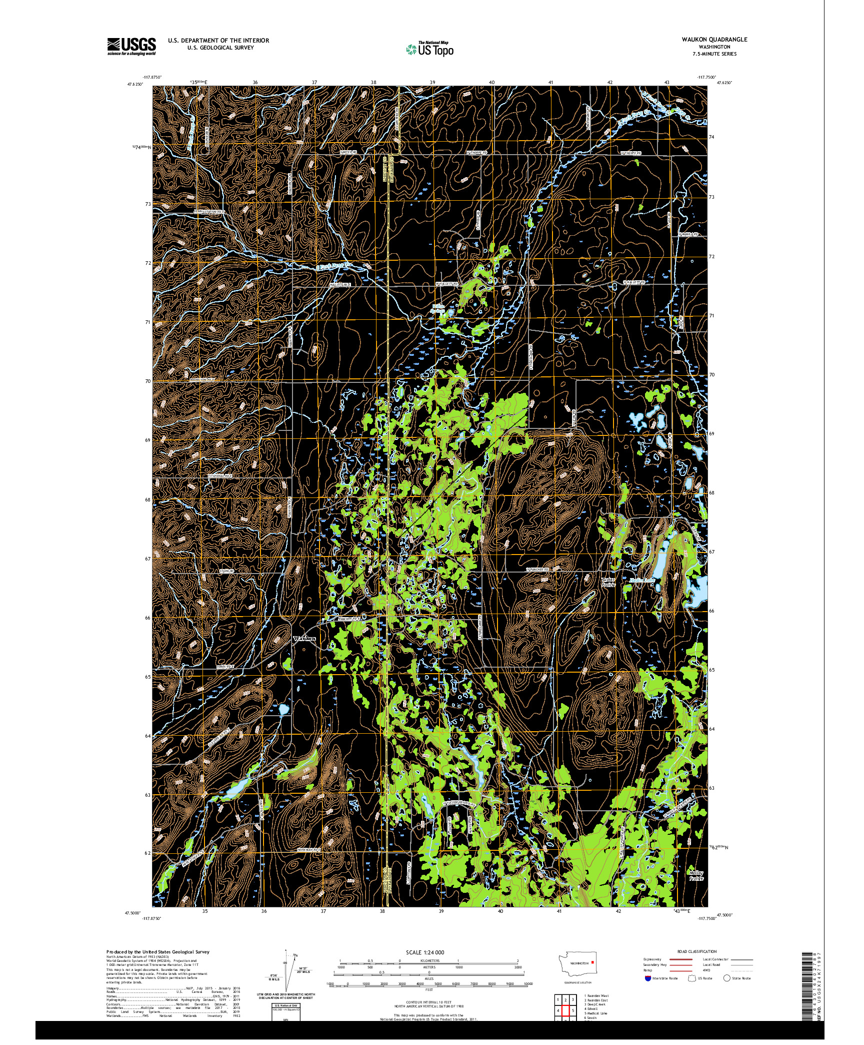 USGS US TOPO 7.5-MINUTE MAP FOR WAUKON, WA 2020