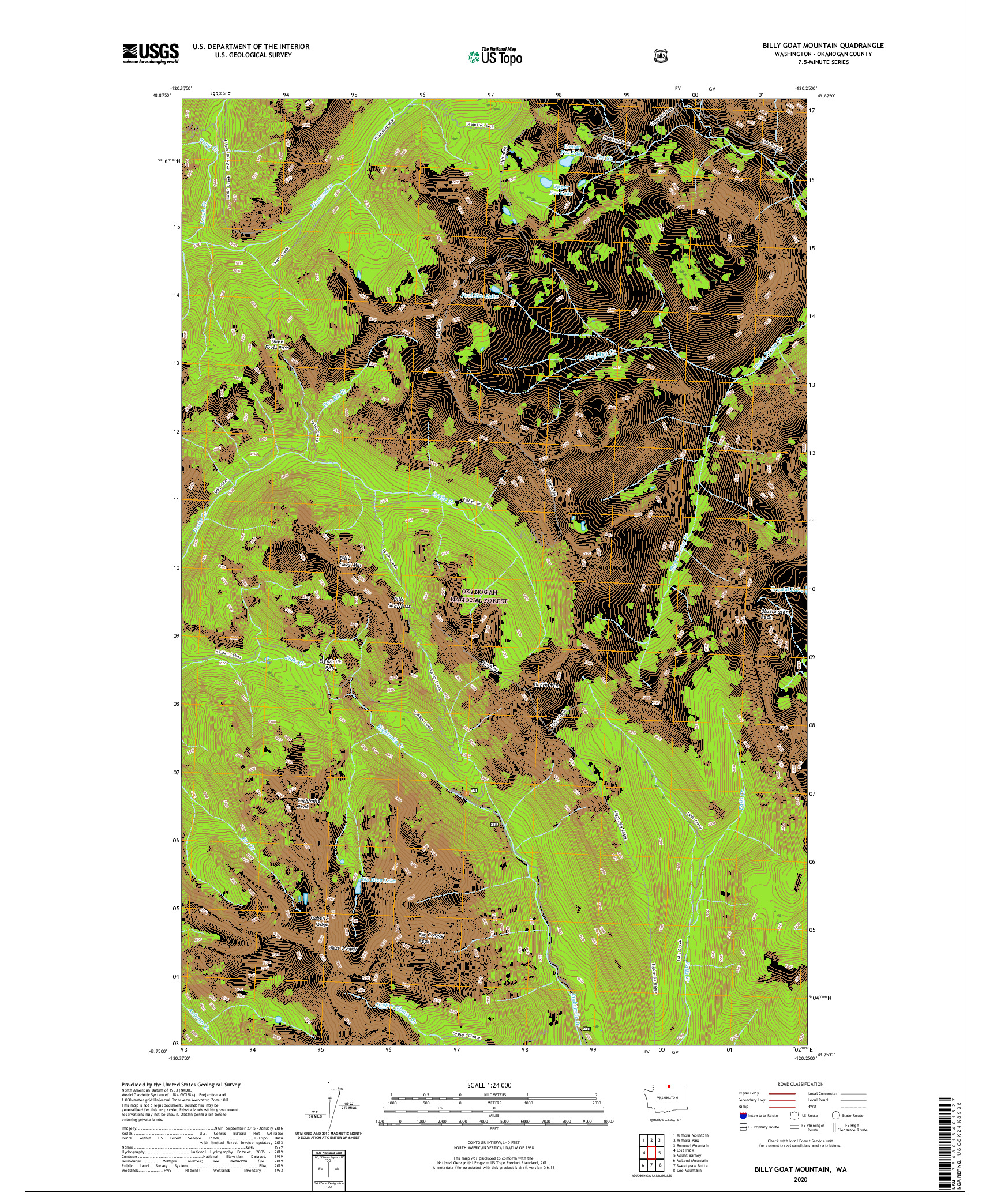 USGS US TOPO 7.5-MINUTE MAP FOR BILLY GOAT MOUNTAIN, WA 2020