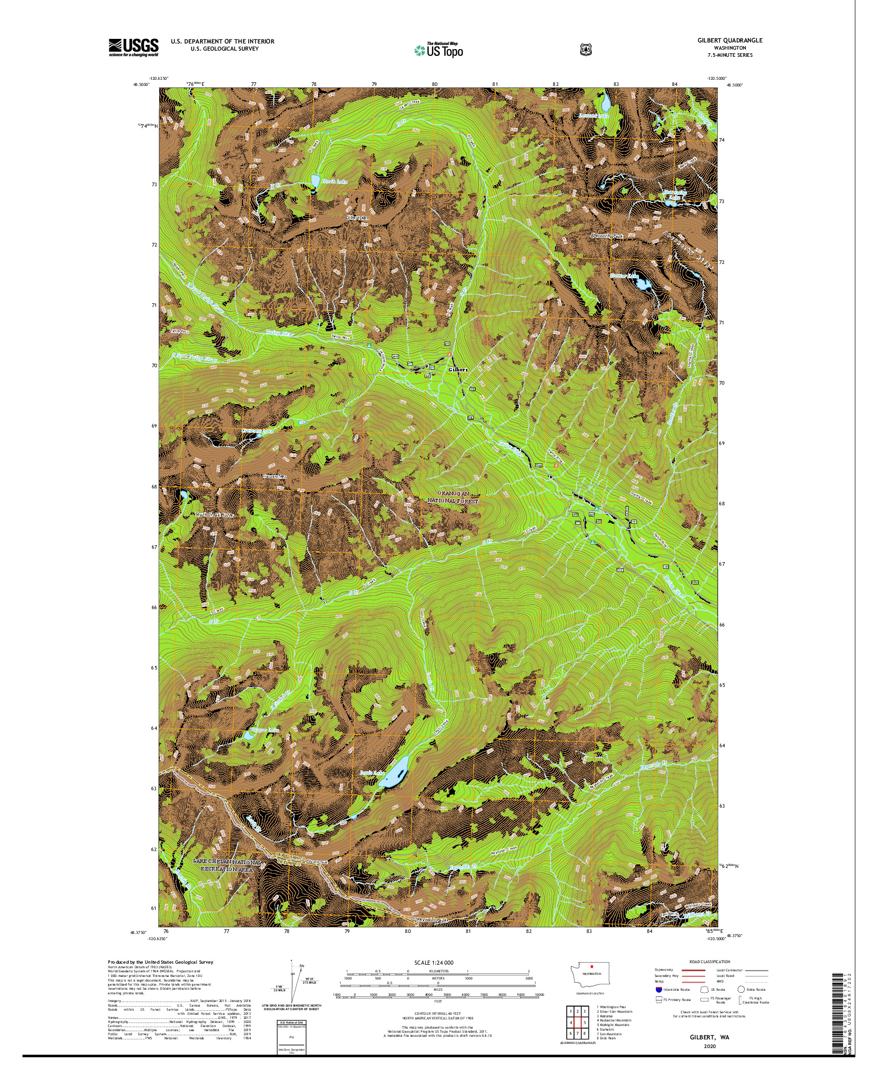 USGS US TOPO 7.5-MINUTE MAP FOR GILBERT, WA 2020