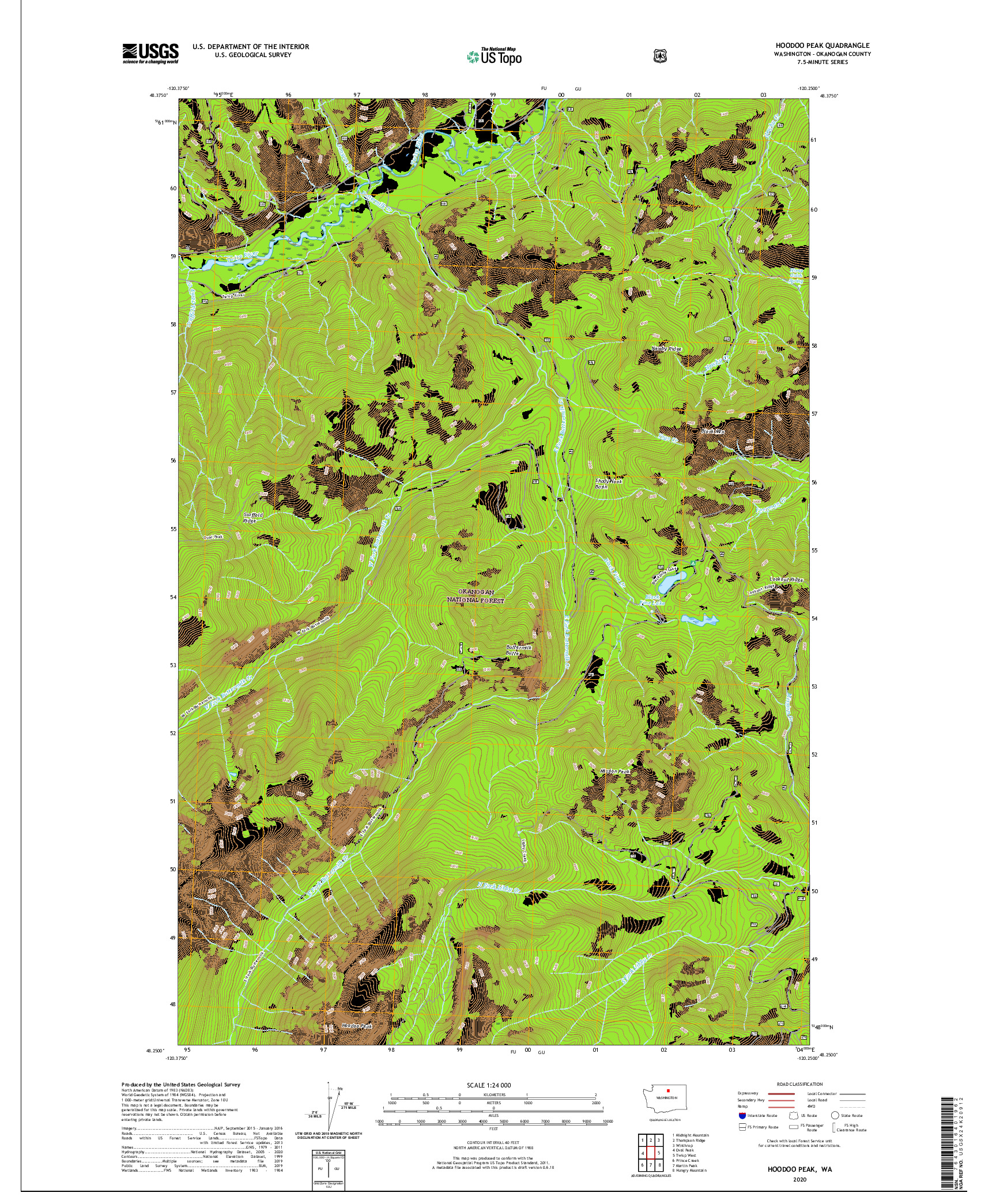 USGS US TOPO 7.5-MINUTE MAP FOR HOODOO PEAK, WA 2020