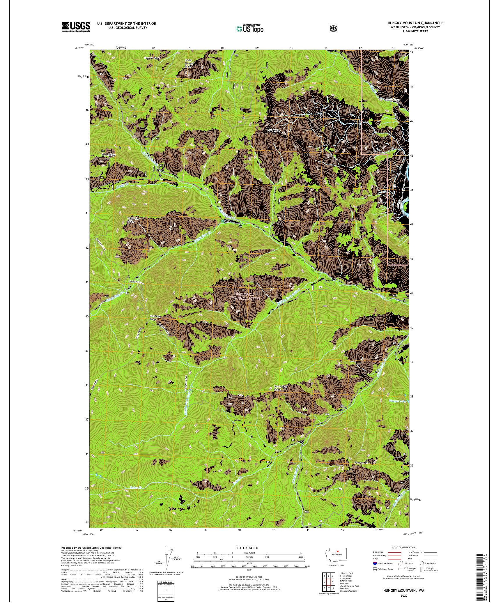 USGS US TOPO 7.5-MINUTE MAP FOR HUNGRY MOUNTAIN, WA 2020
