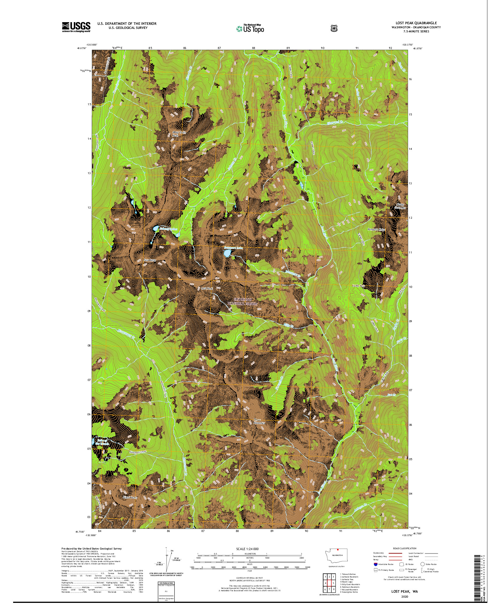 USGS US TOPO 7.5-MINUTE MAP FOR LOST PEAK, WA 2020