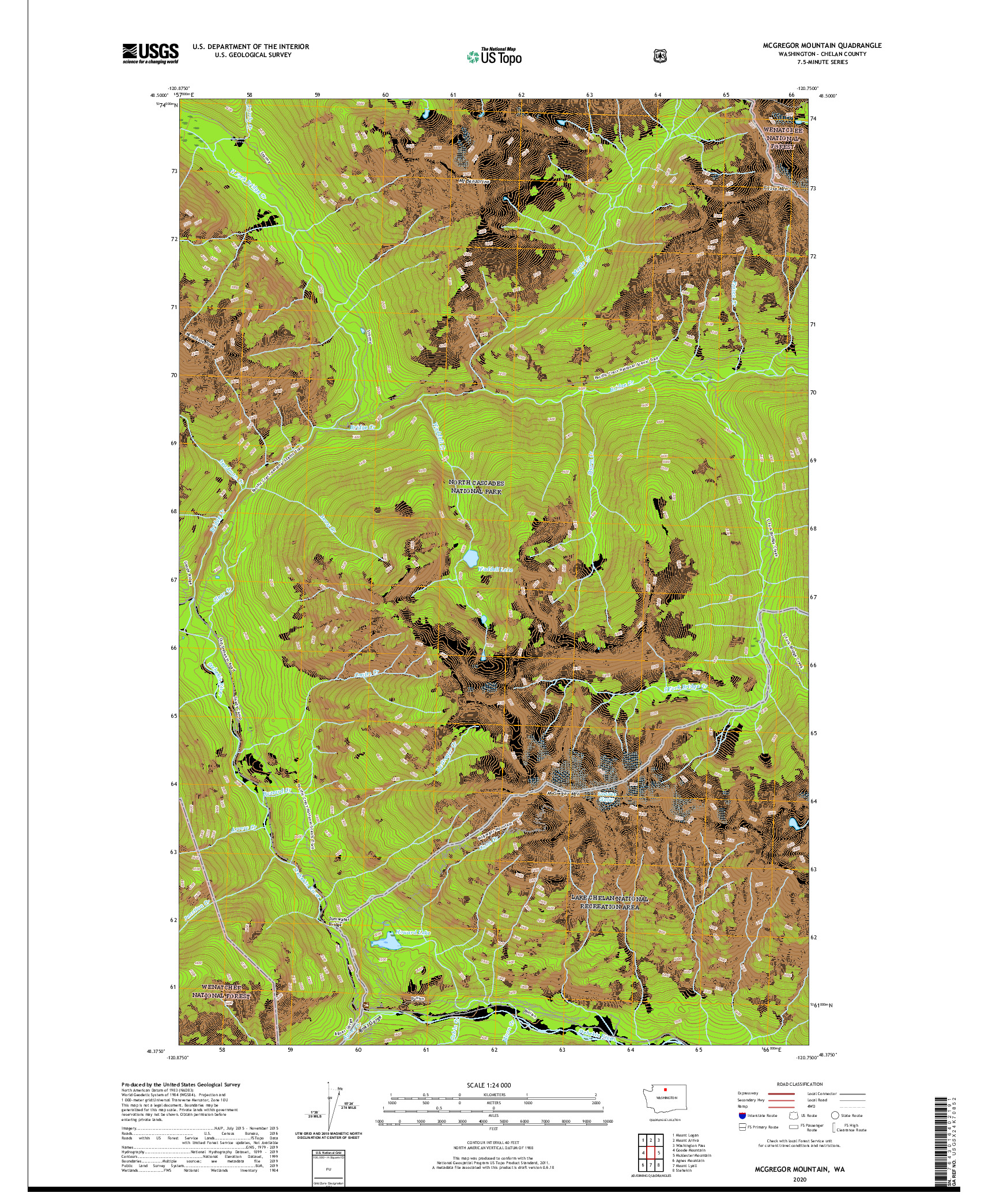 USGS US TOPO 7.5-MINUTE MAP FOR MCGREGOR MOUNTAIN, WA 2020