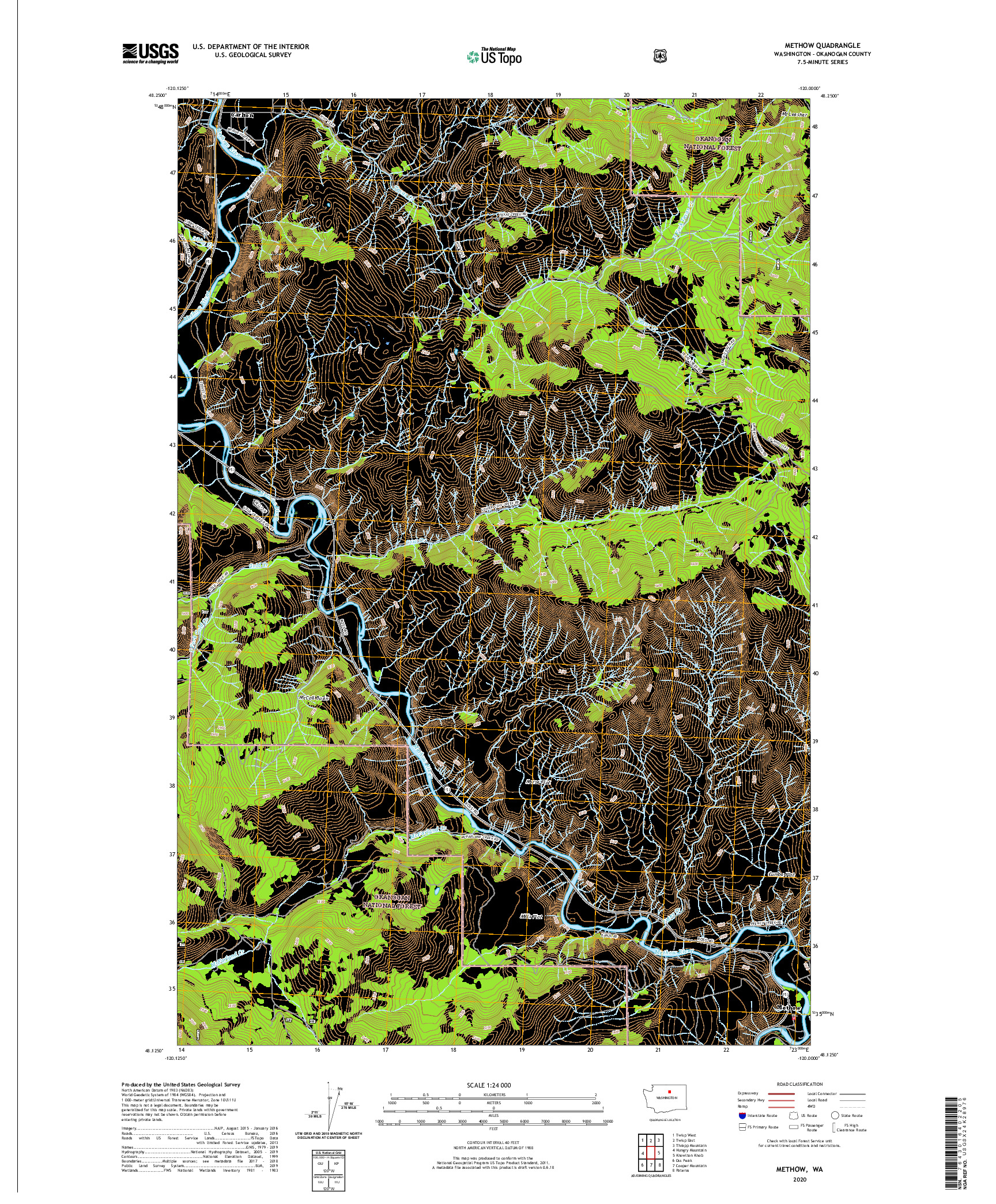 USGS US TOPO 7.5-MINUTE MAP FOR METHOW, WA 2020