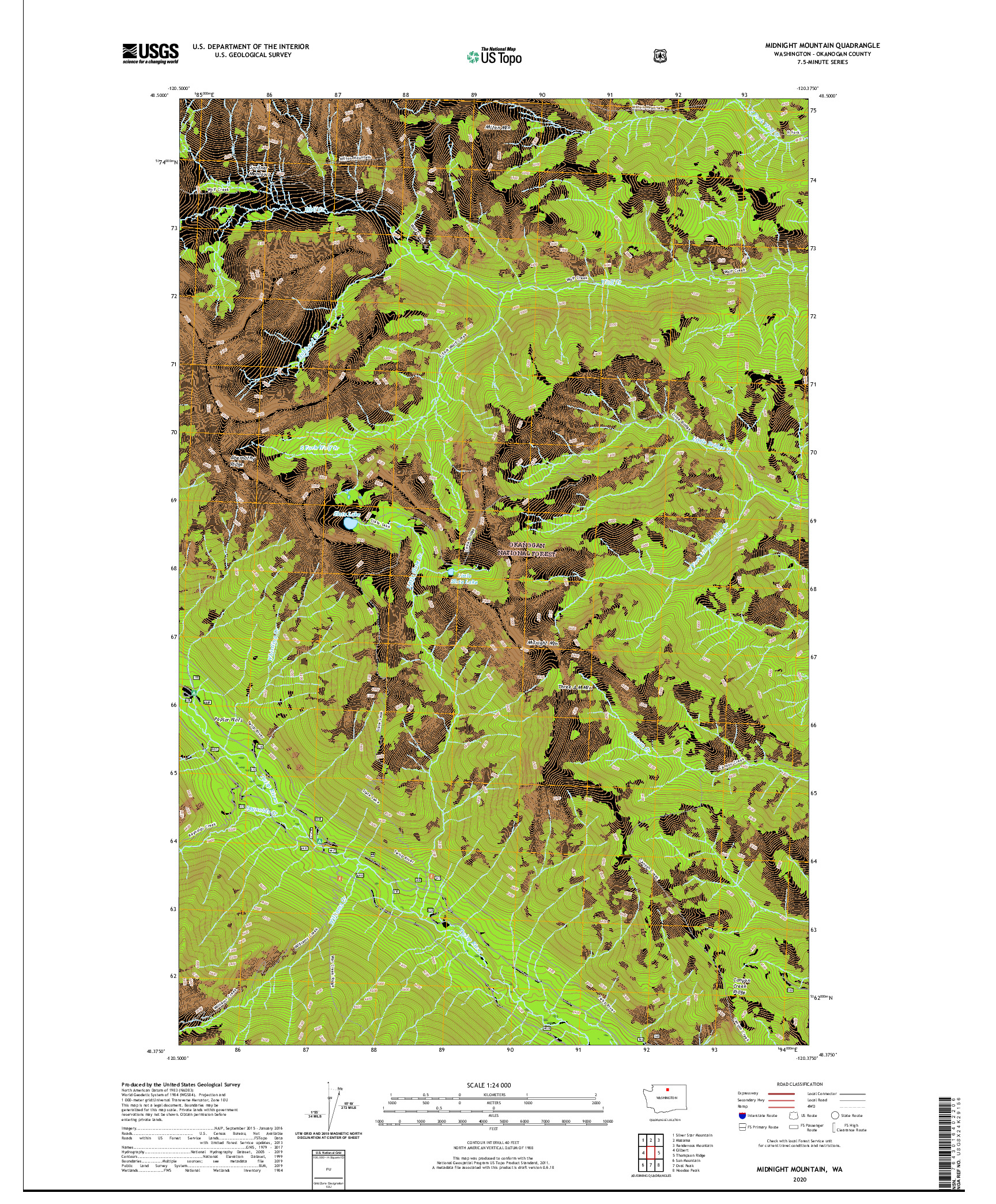 USGS US TOPO 7.5-MINUTE MAP FOR MIDNIGHT MOUNTAIN, WA 2020