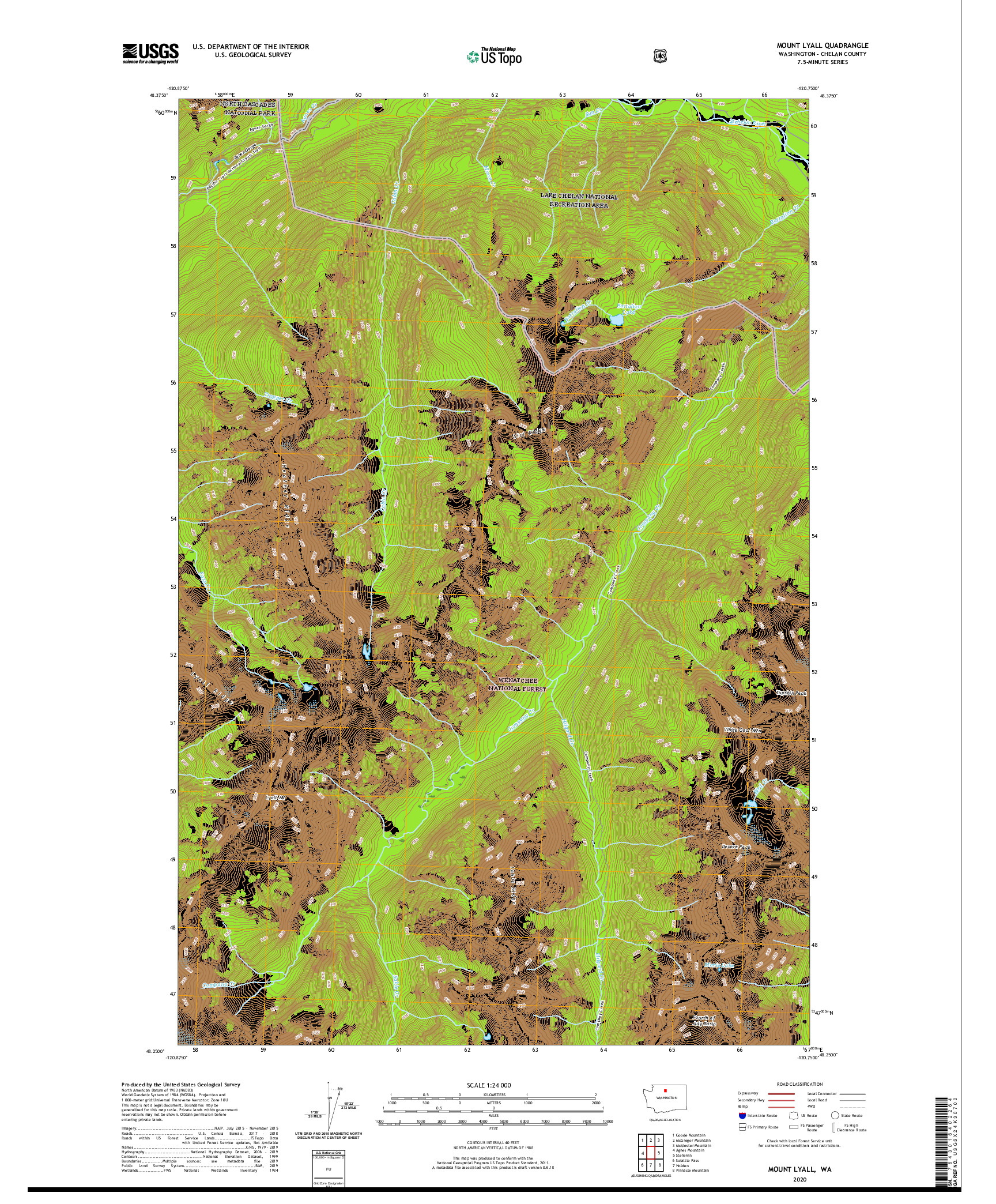 USGS US TOPO 7.5-MINUTE MAP FOR MOUNT LYALL, WA 2020