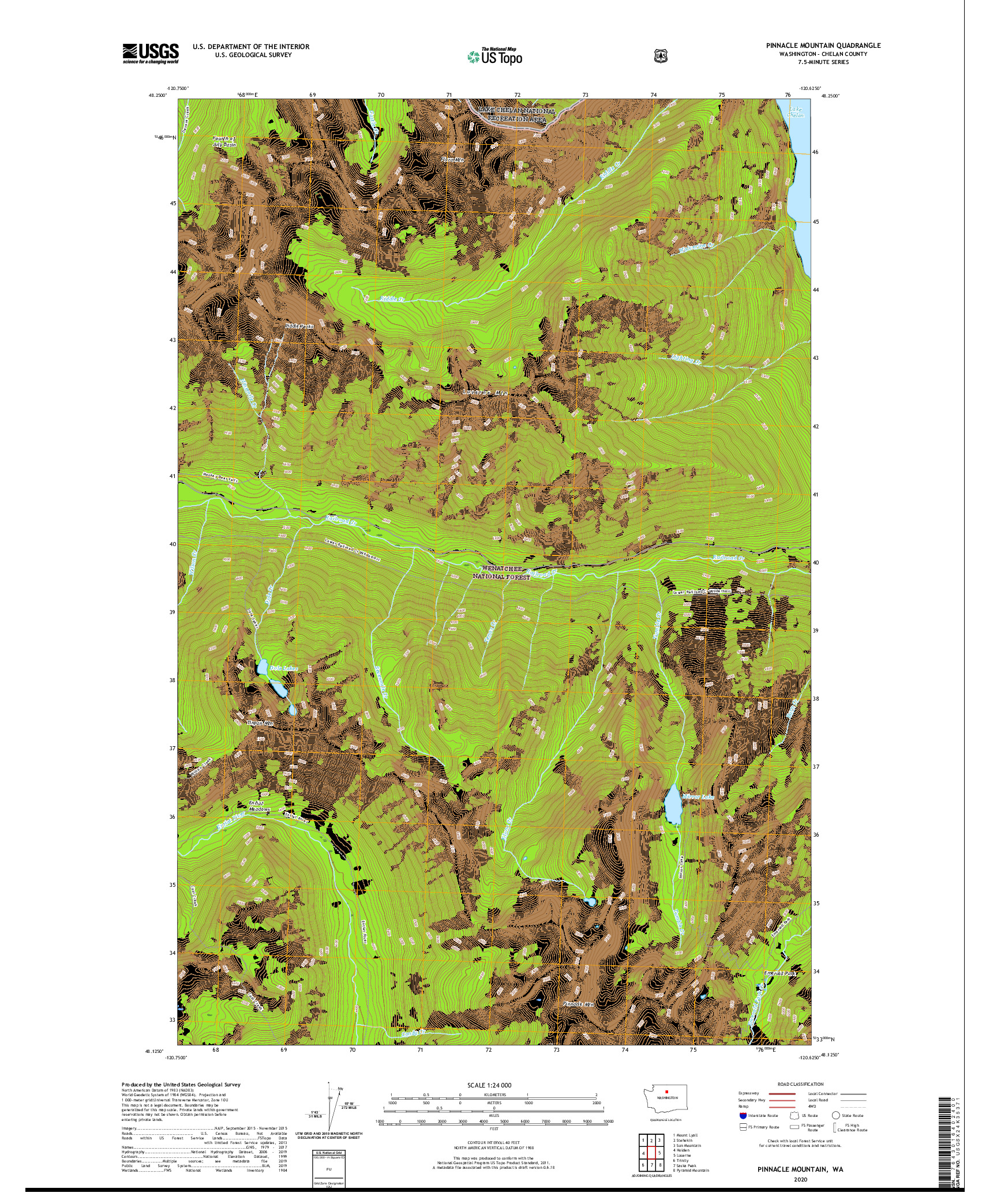 USGS US TOPO 7.5-MINUTE MAP FOR PINNACLE MOUNTAIN, WA 2020