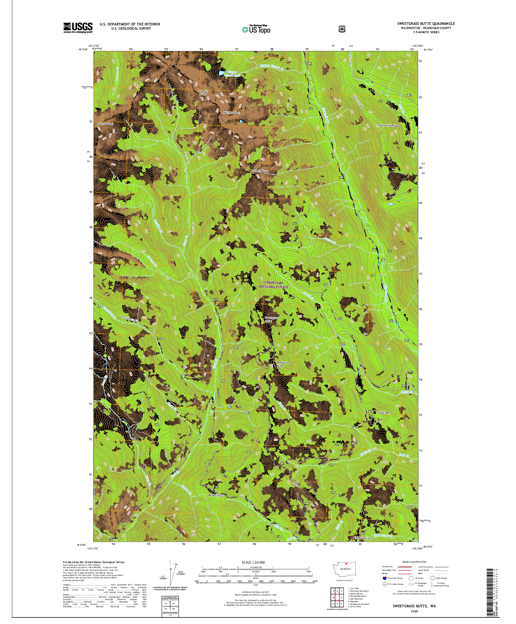 USGS US TOPO 7.5-MINUTE MAP FOR SWEETGRASS BUTTE, WA 2020