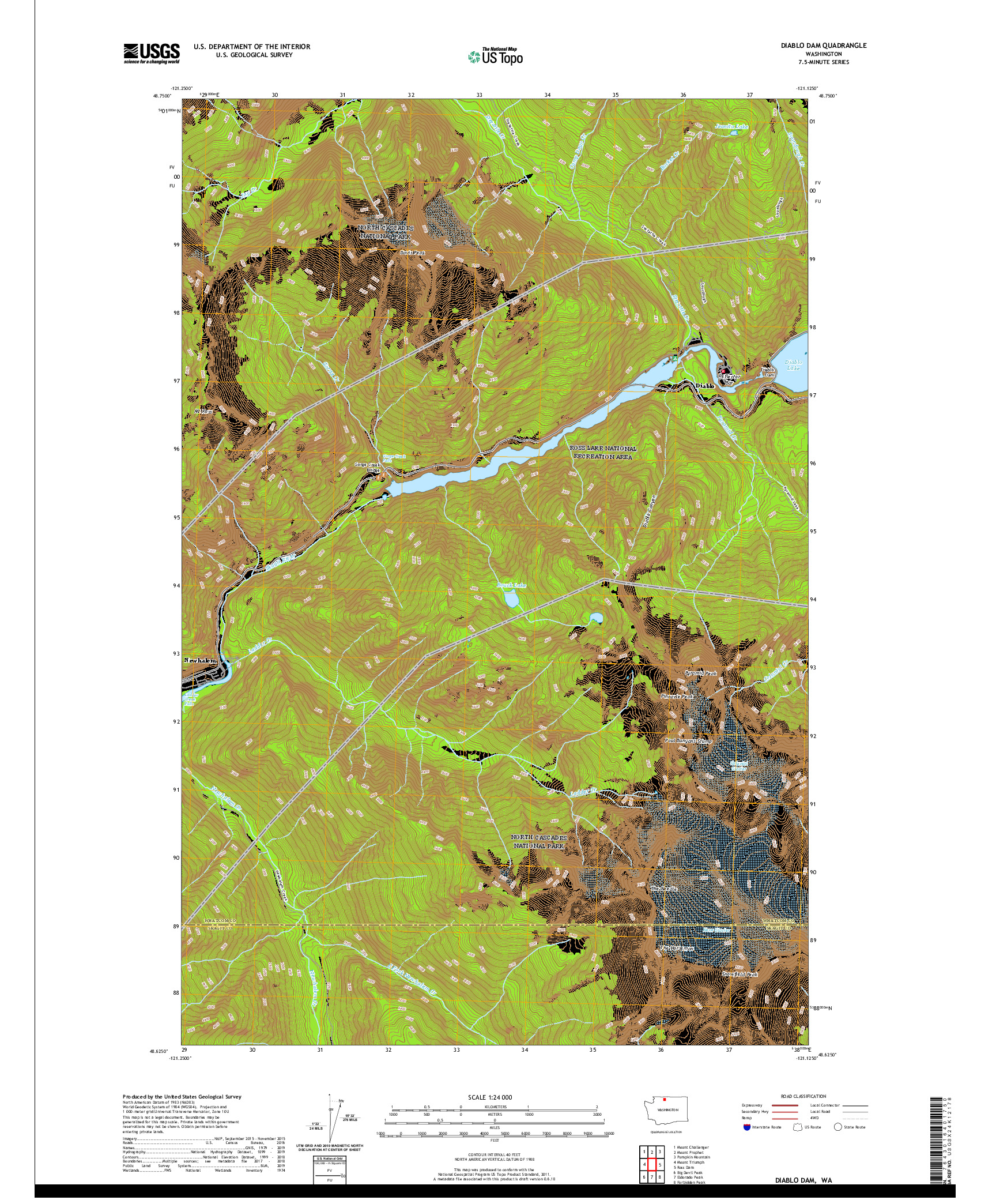 USGS US TOPO 7.5-MINUTE MAP FOR DIABLO DAM, WA 2020