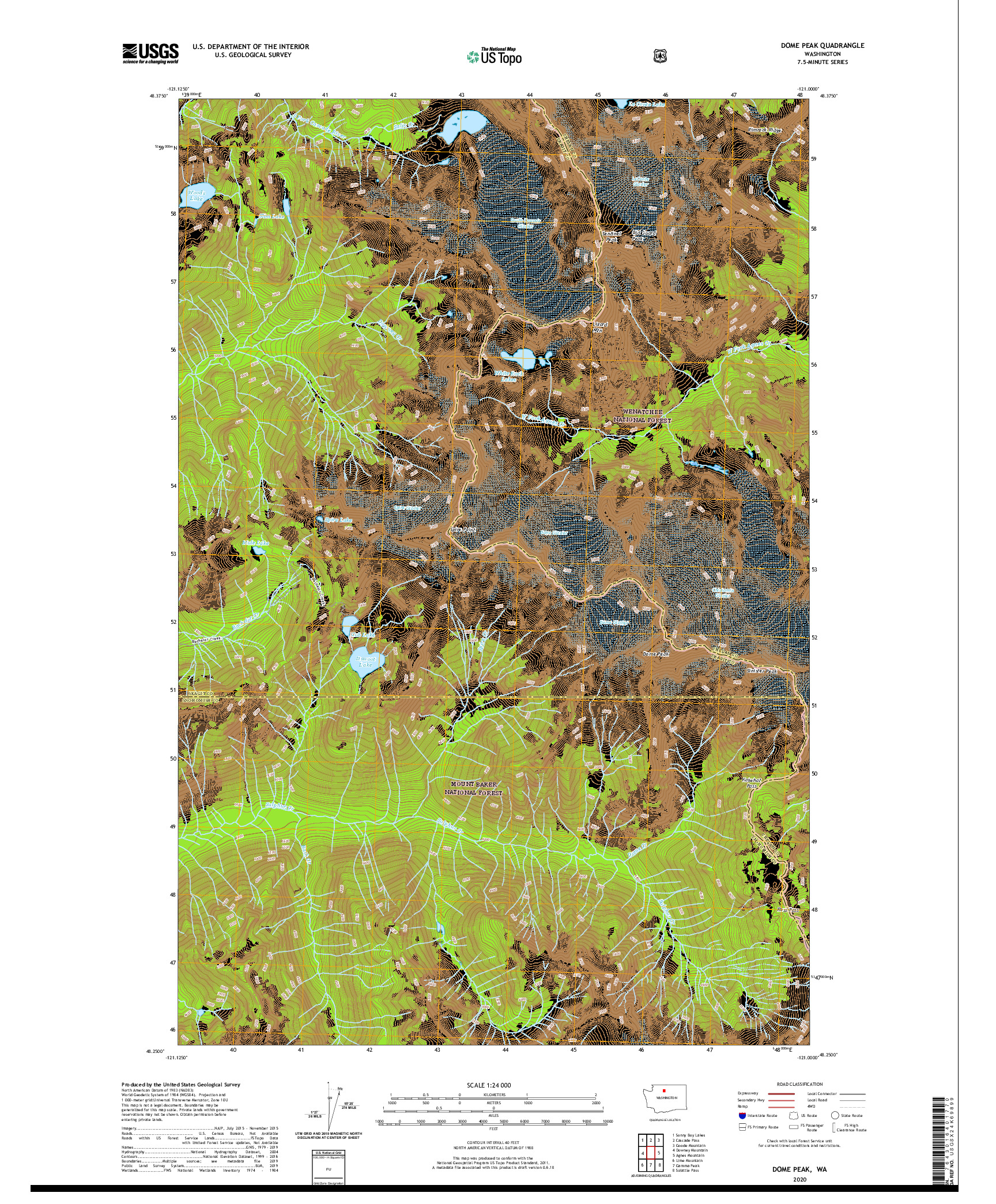 USGS US TOPO 7.5-MINUTE MAP FOR DOME PEAK, WA 2020