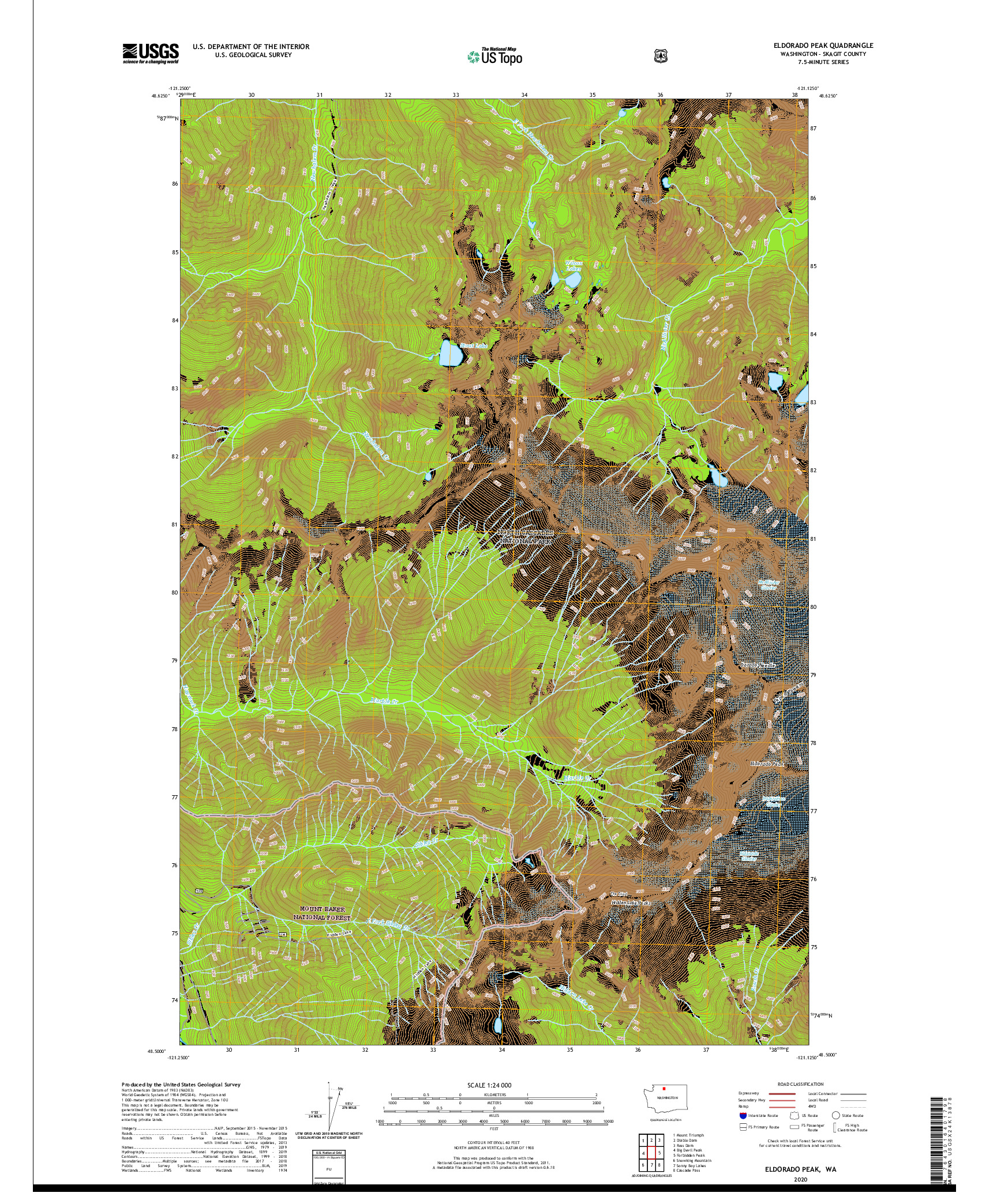 USGS US TOPO 7.5-MINUTE MAP FOR ELDORADO PEAK, WA 2020