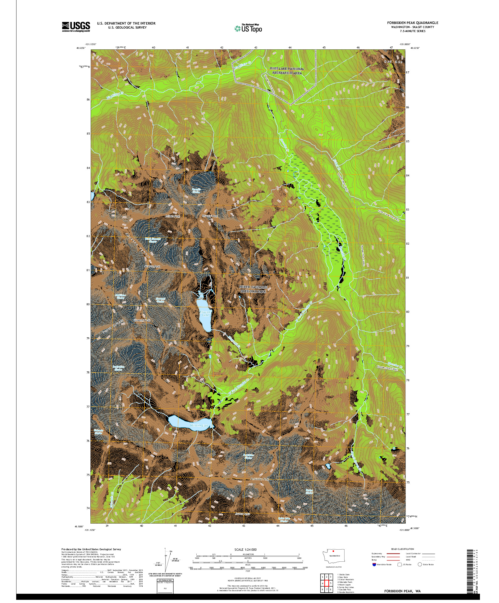 USGS US TOPO 7.5-MINUTE MAP FOR FORBIDDEN PEAK, WA 2020