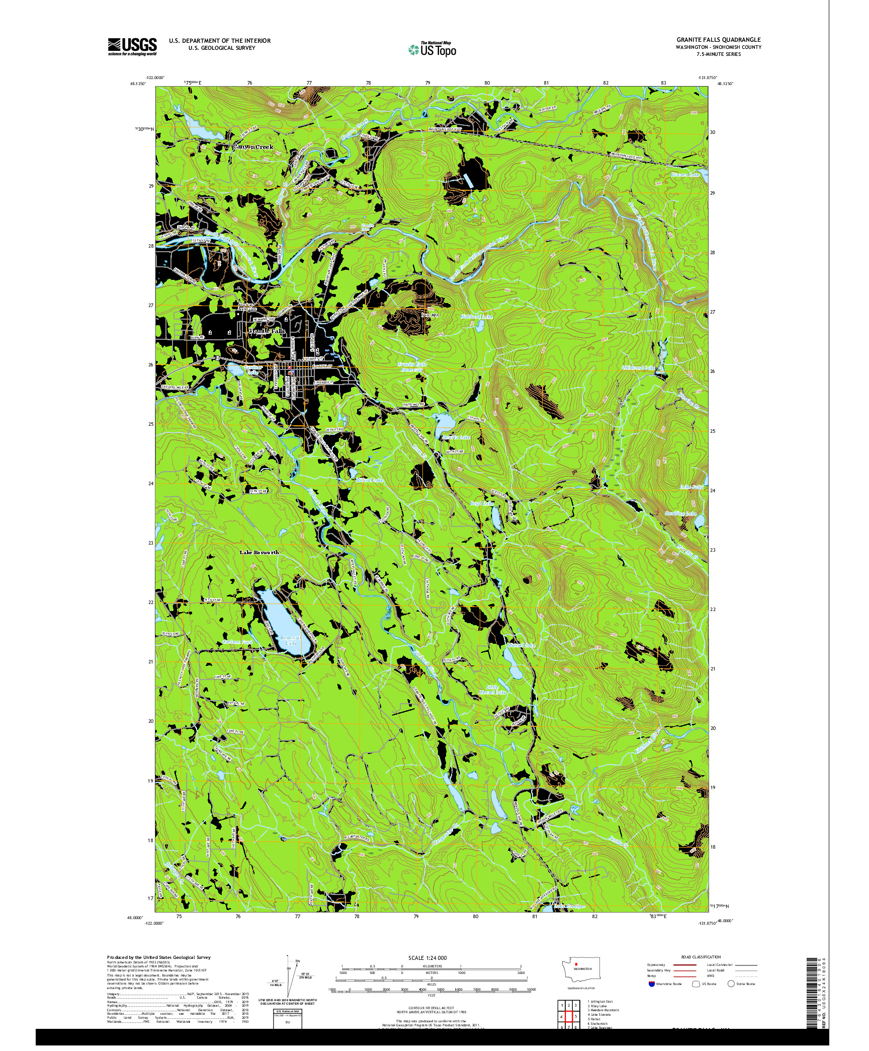 USGS US TOPO 7.5-MINUTE MAP FOR GRANITE FALLS, WA 2020