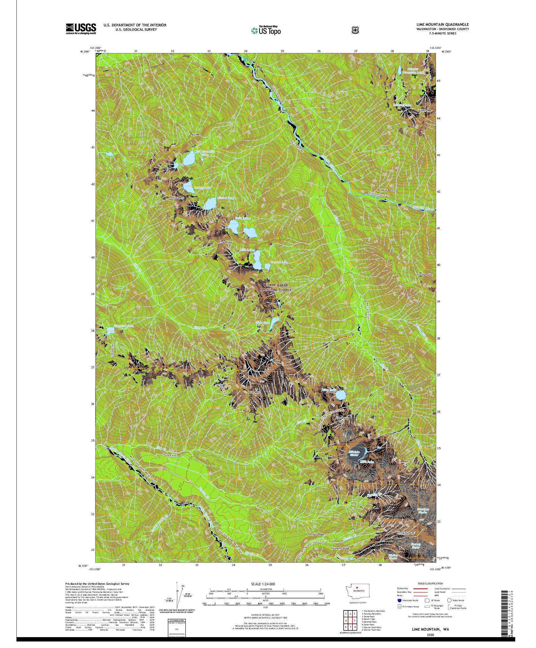 USGS US TOPO 7.5-MINUTE MAP FOR LIME MOUNTAIN, WA 2020