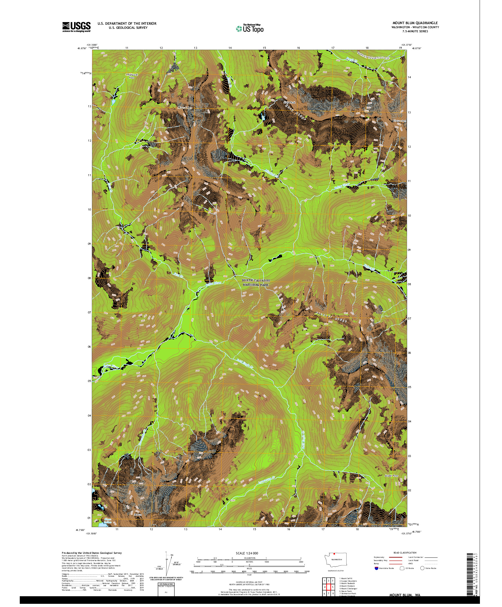 USGS US TOPO 7.5-MINUTE MAP FOR MOUNT BLUM, WA 2020