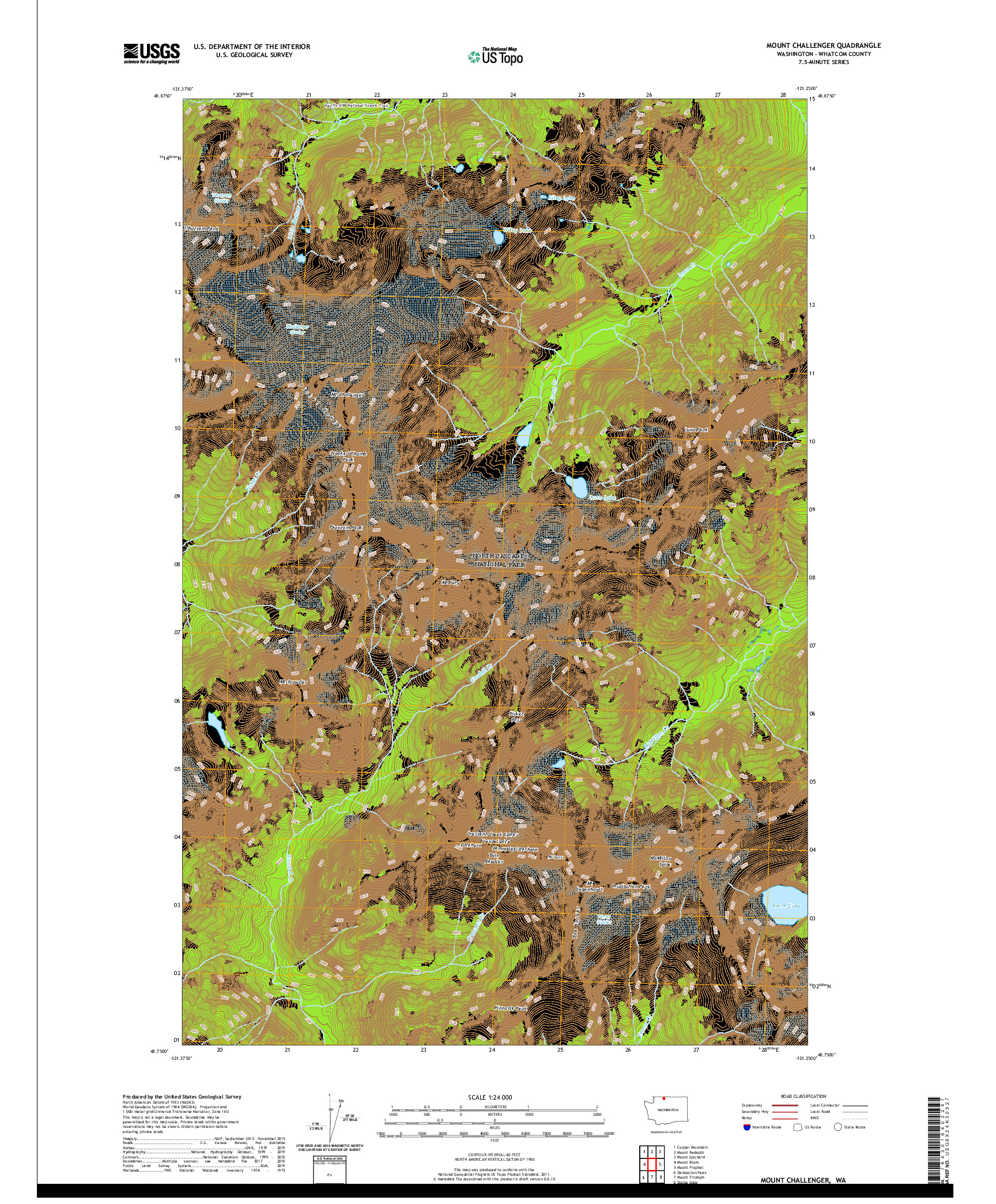 USGS US TOPO 7.5-MINUTE MAP FOR MOUNT CHALLENGER, WA 2020