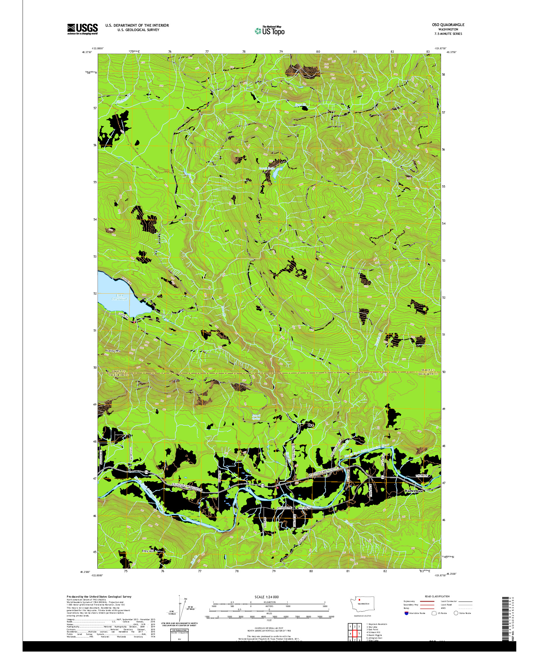 USGS US TOPO 7.5-MINUTE MAP FOR OSO, WA 2020