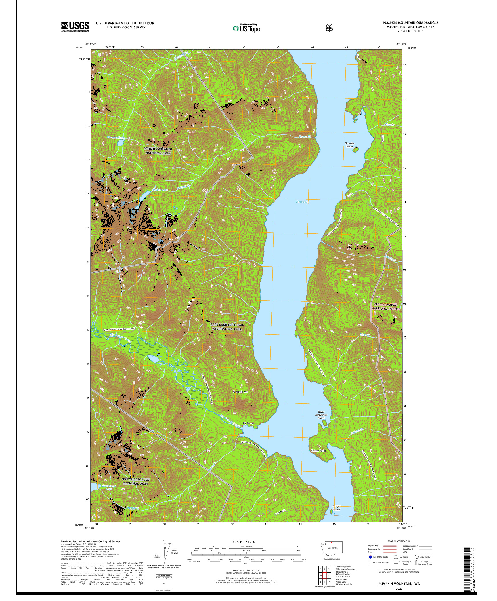 USGS US TOPO 7.5-MINUTE MAP FOR PUMPKIN MOUNTAIN, WA 2020
