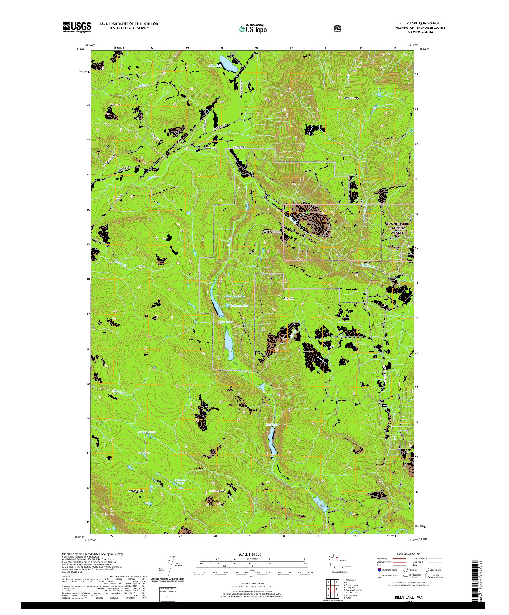 USGS US TOPO 7.5-MINUTE MAP FOR RILEY LAKE, WA 2020