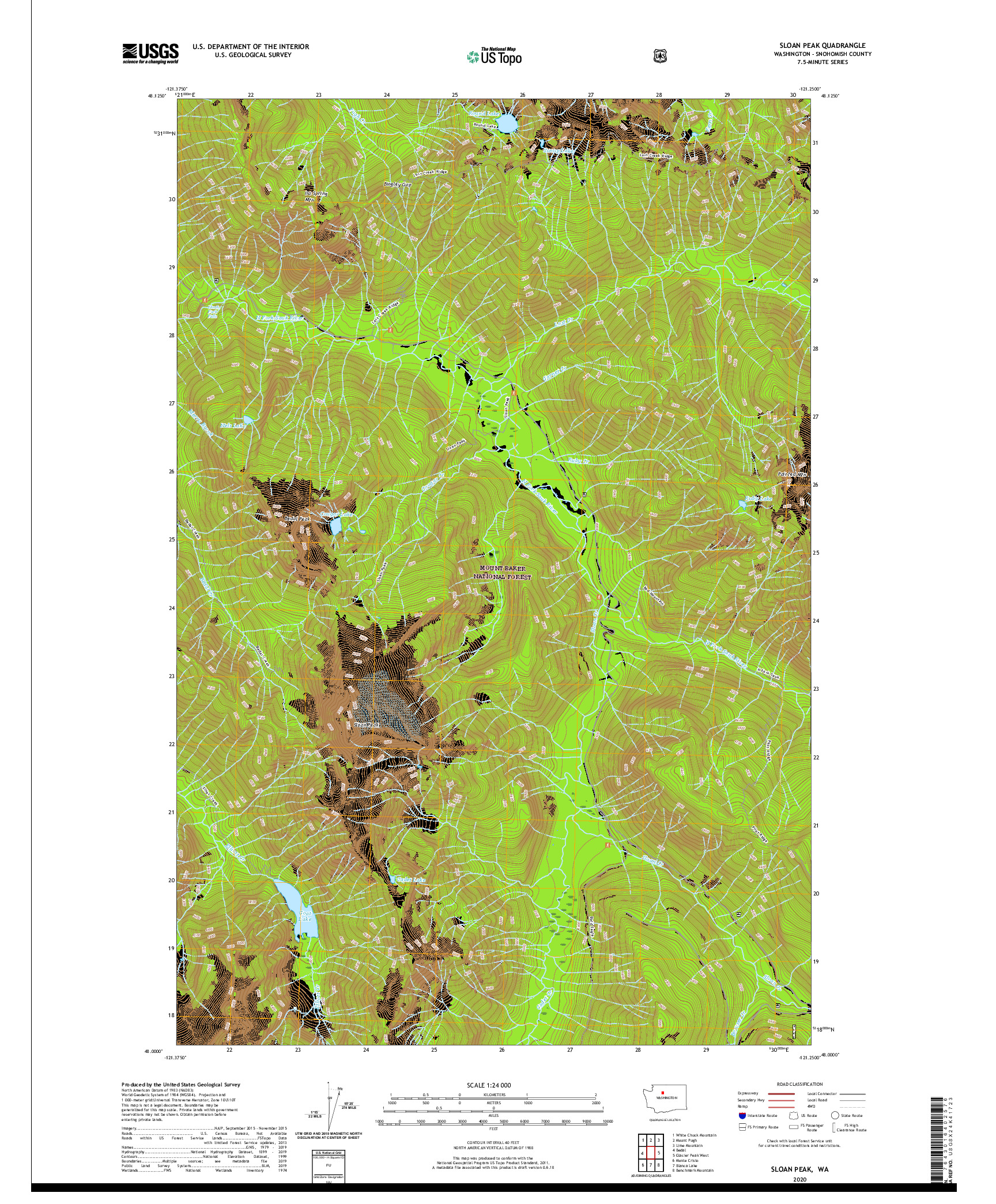 USGS US TOPO 7.5-MINUTE MAP FOR SLOAN PEAK, WA 2020